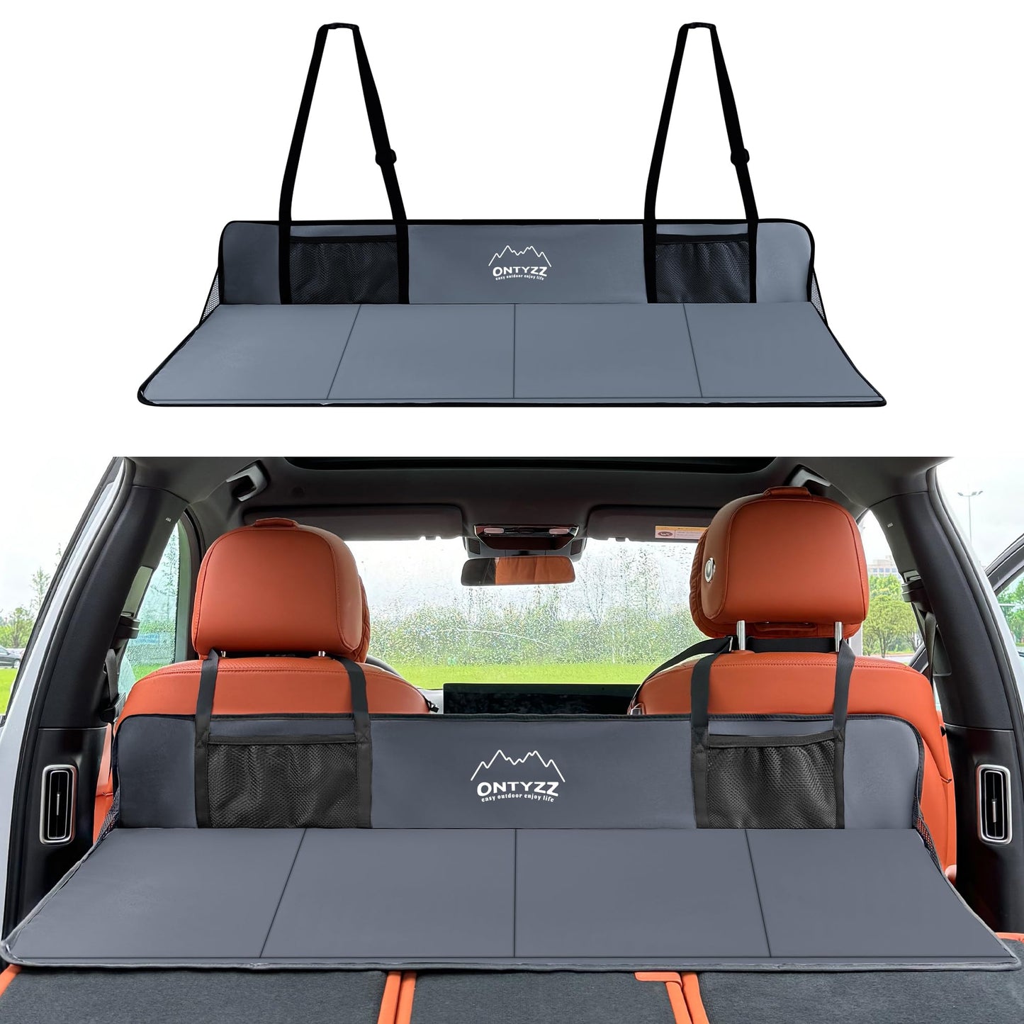 ONTYZZ Car Rear Seat Mattress Extension Plate Foldable Portable Mattress for Sleeping Car Back Seat Extender Increase Trunk and Car Bed Camping Space for Camping Car, Model3/Y/S