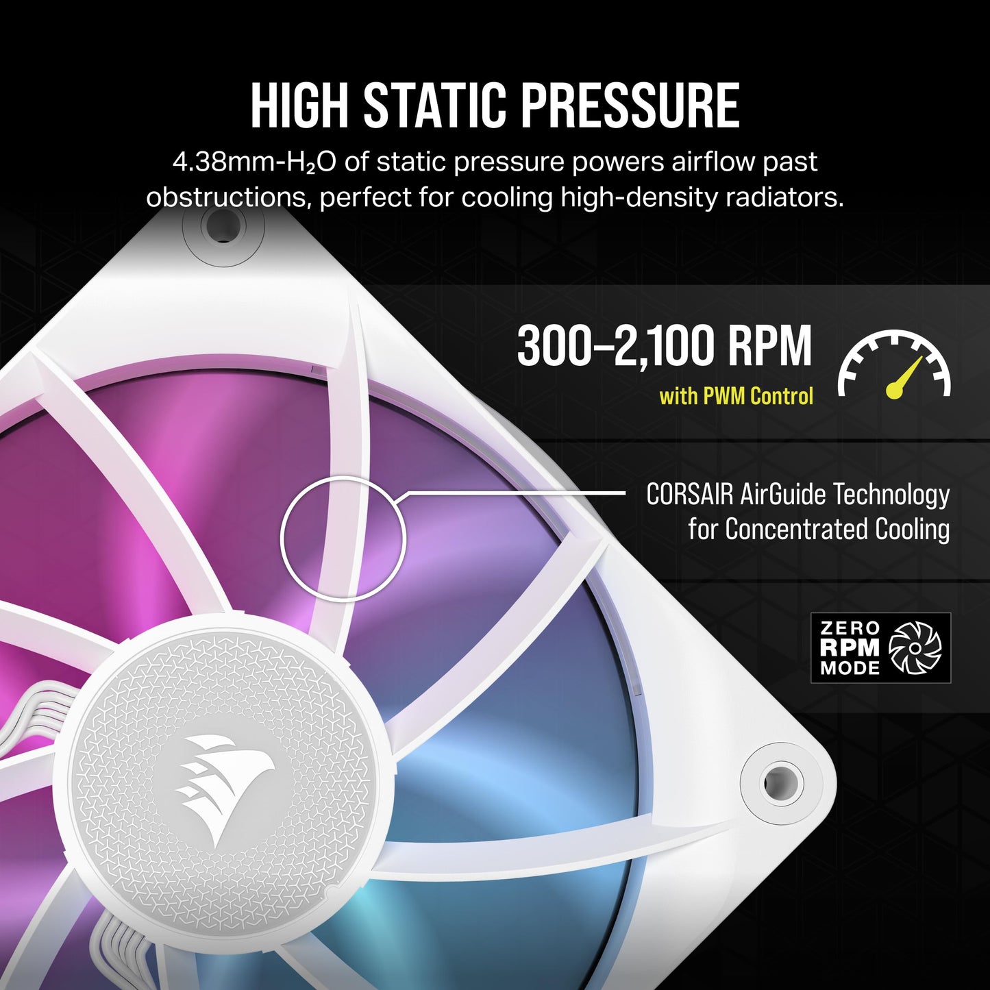 CORSAIR iCUE Link RX120 RGB 120mm PWM Fans with iCUE Link System Hub - Magnetic Dome Bearing - Triple Pack - White
