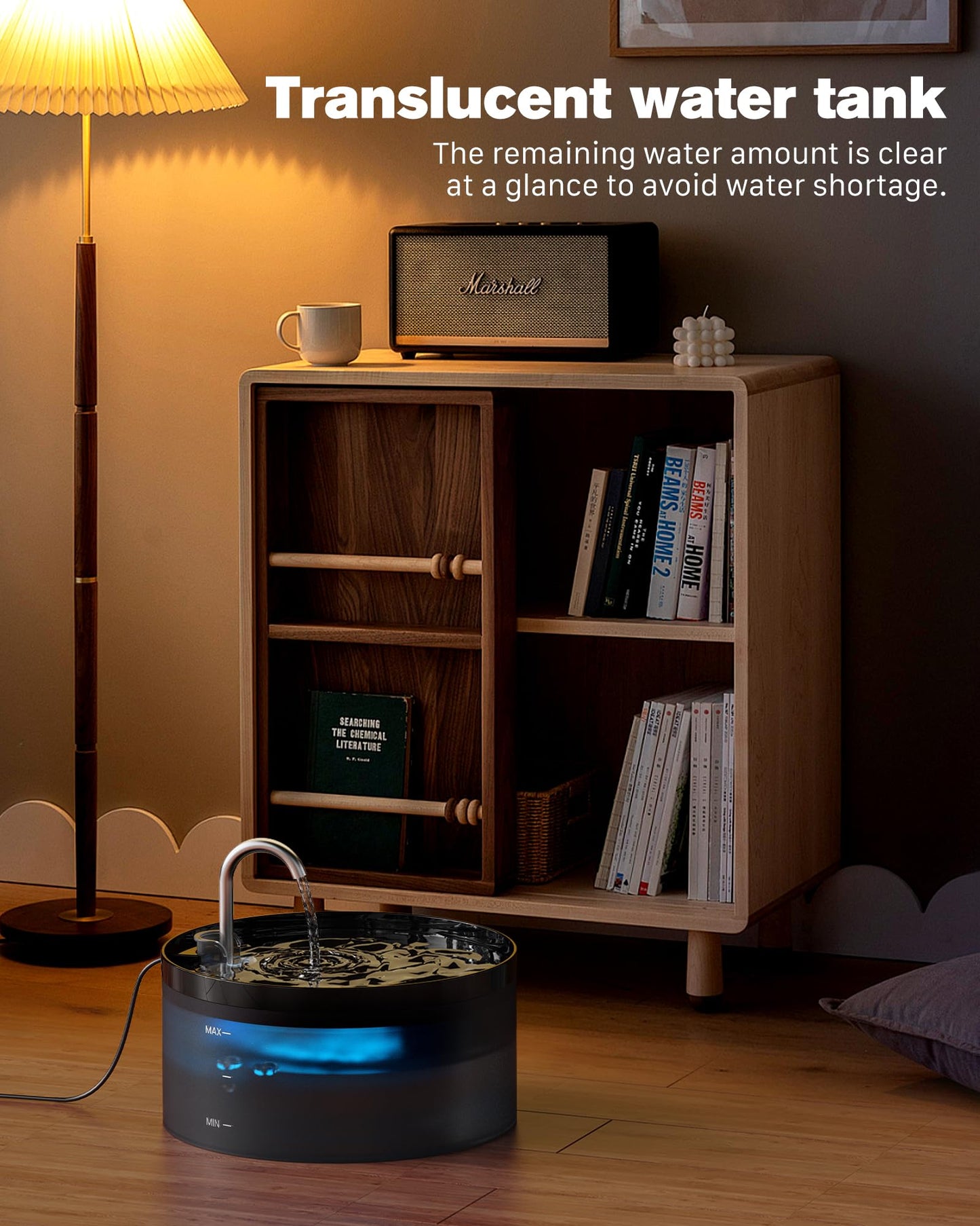 Cat Water Fountain - with 6 Carbon Filters + 3 Sponge Filters - Super Silent Cat Fountain - Faucet Cat Fountain - Quiet Water Pump - BEMOONY