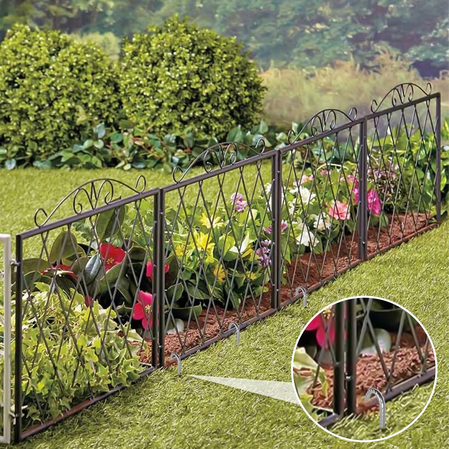 AAGUT 16" Rebar Tent Stakes Heavy Duty J Hook Ground Anchors Galvanized Steel Metal Garden Stake Yard Landscape Spikes 8 Pack for Dog Dig Defence, Chain Link Fence, Canopy