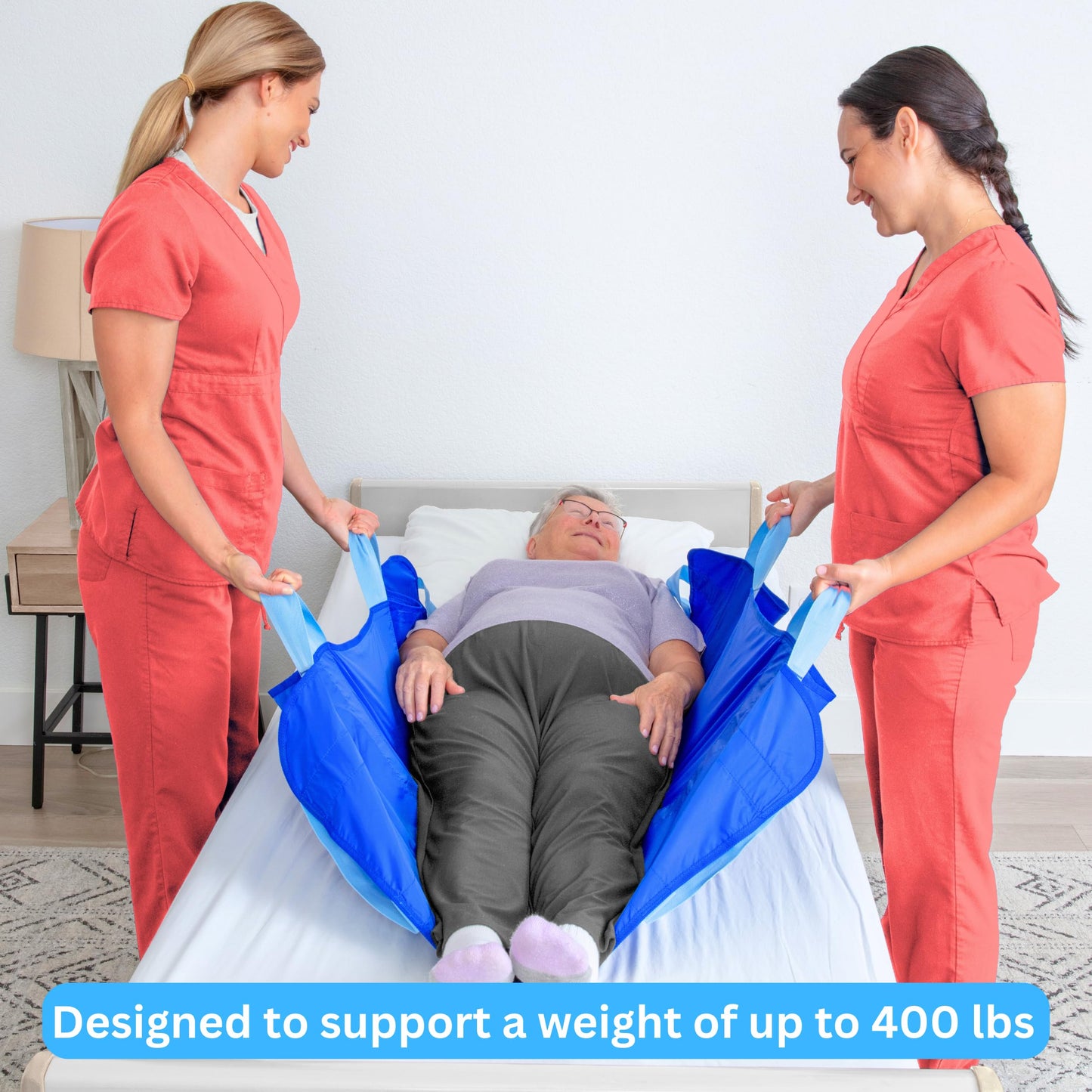 EYRA 2 Pack Positioning Bed Pad with Handles - 48"x40” (122cm x 102cm ) Reusable & Washable Bed Positioning Pad - Multipurpose Patient Transfer Pad for Turning, Lifting & Repositioning - Patient Aid Positioning Bed Pad