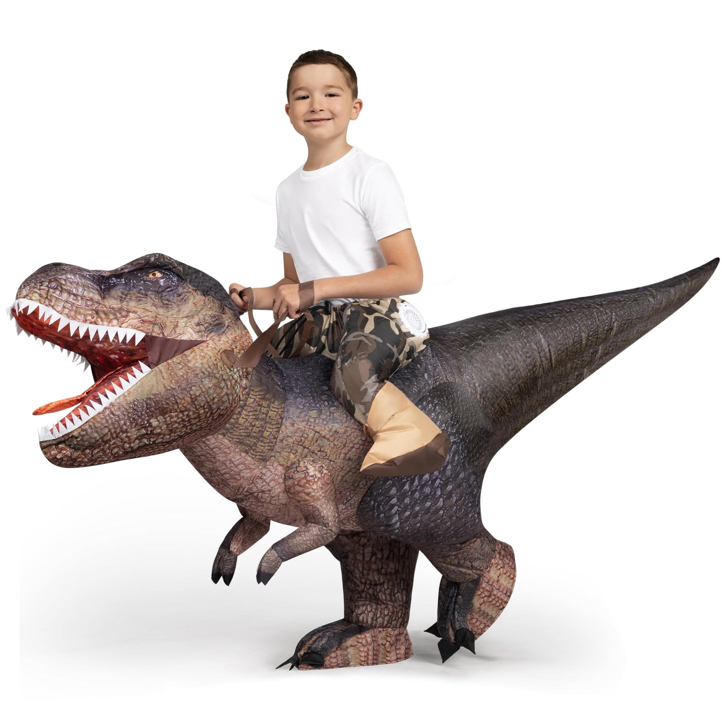 Spooktacular Creations Halloween Inflatable Dinosaur Costume Kids Digital Printing Ride-On Dinosaur for Halloween（M)