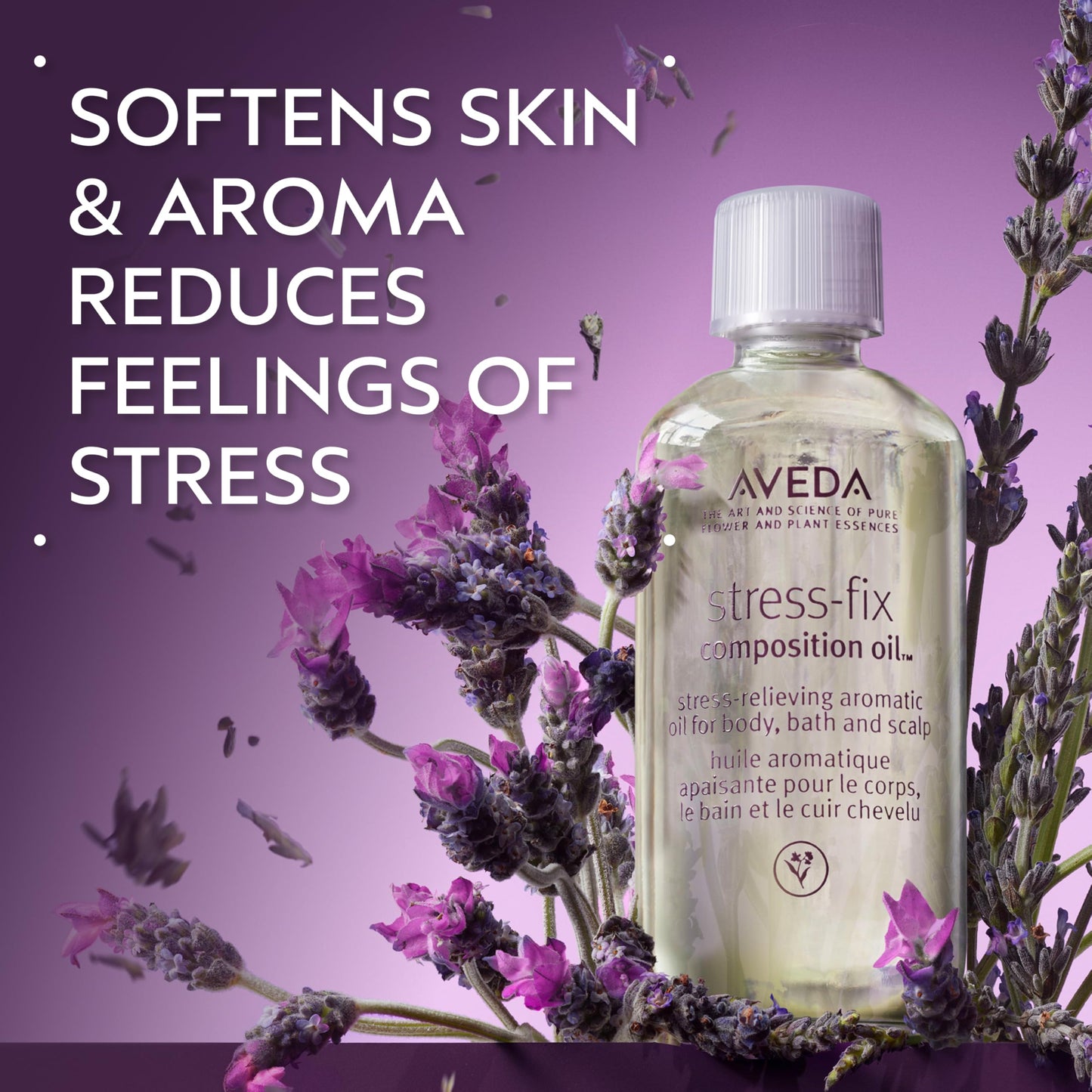 Aveda Stress-Fix Composition Oil | Bath, Body & Scalp Oil | Shown to Reduce Feelings of Stress | with Aroma of Lavender, Lavandin, Clary Sage, 50ml