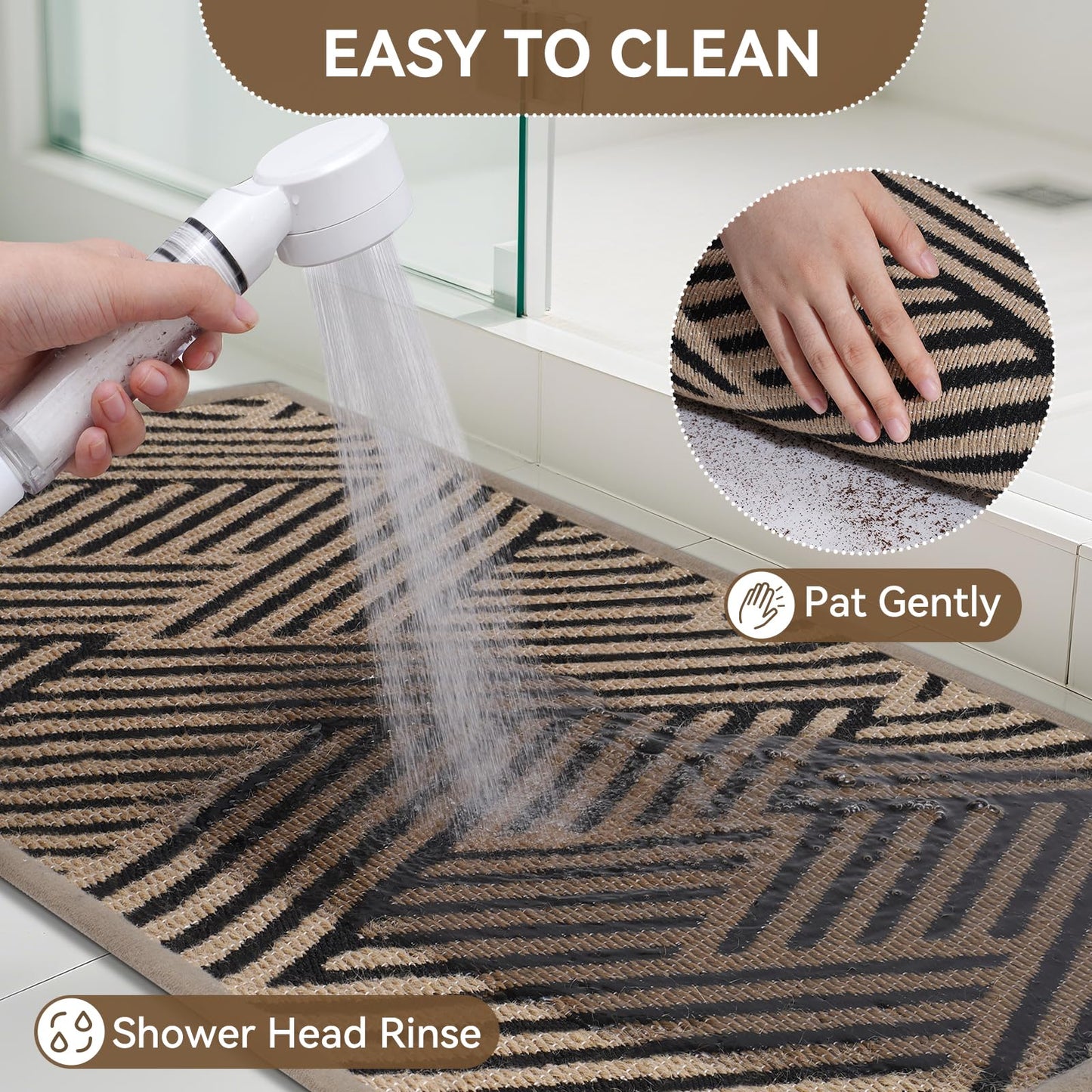 YDKGL Door Mat Indoor Outside Entrance 24"x35", Low-Profile Non Slip Outdoor Inside Doormat Entryway Mat, Dirt Resistant Absorbent Front Porch Welcome Entry Mats, Washable Easy Clean, Brown