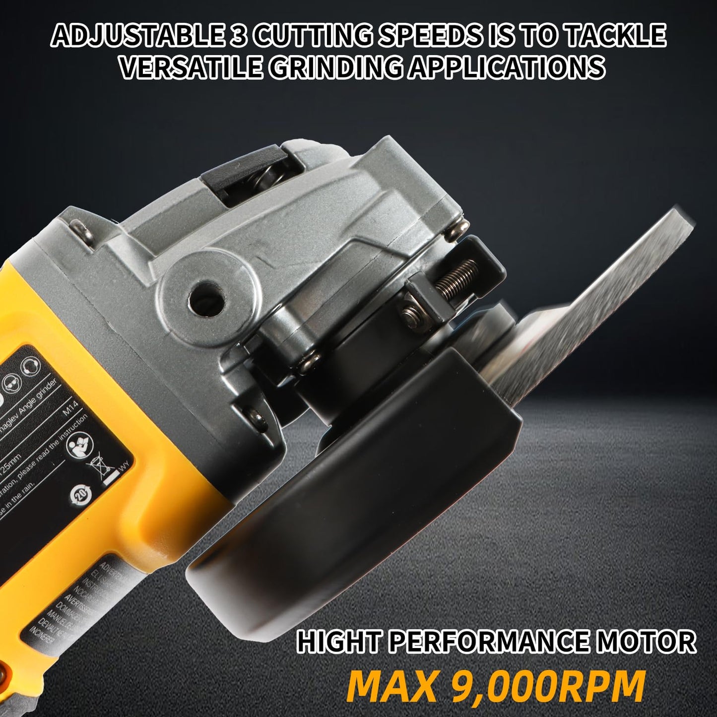 Cordless Angle Grinder, 4-1/2"-Inch Powerhouse. 9000RPM Brushless Motor. Compatible with Dewalt 20V Max Battery(No Battery). Comes with Pin Wrench. Perfect for Metal/Wood Polishing/Thin Steel Cutting