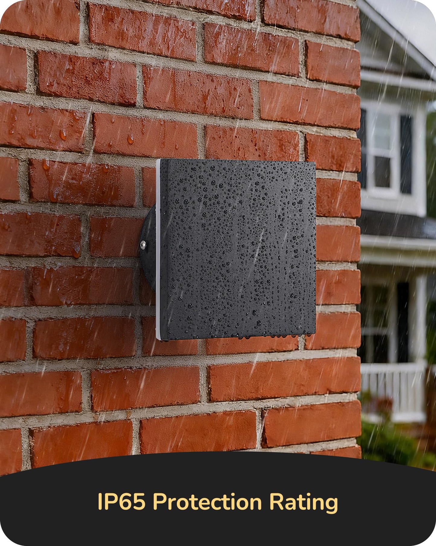 EDISHINE LED Outdoor Wall Lights, Dimmable Exterior Lighting Fixtures, 3000K-5000K, IP65 Waterproof Modern Outside Wall Sconce, 360° Backlit Square Aluminum Mini Porch Light, Black, 2 Pack