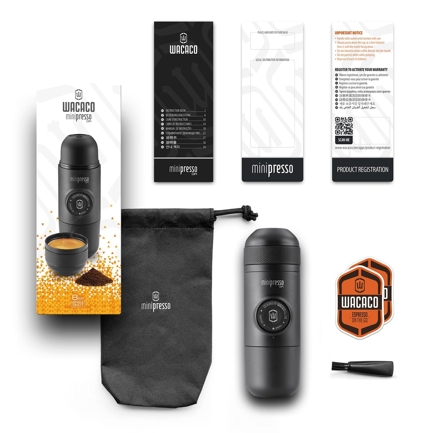 Wacaco Minipresso GR, Portable Espresso Machine, Compatible Ground Coffee, Small Travel Coffee Maker, Manually Operated from Piston Action