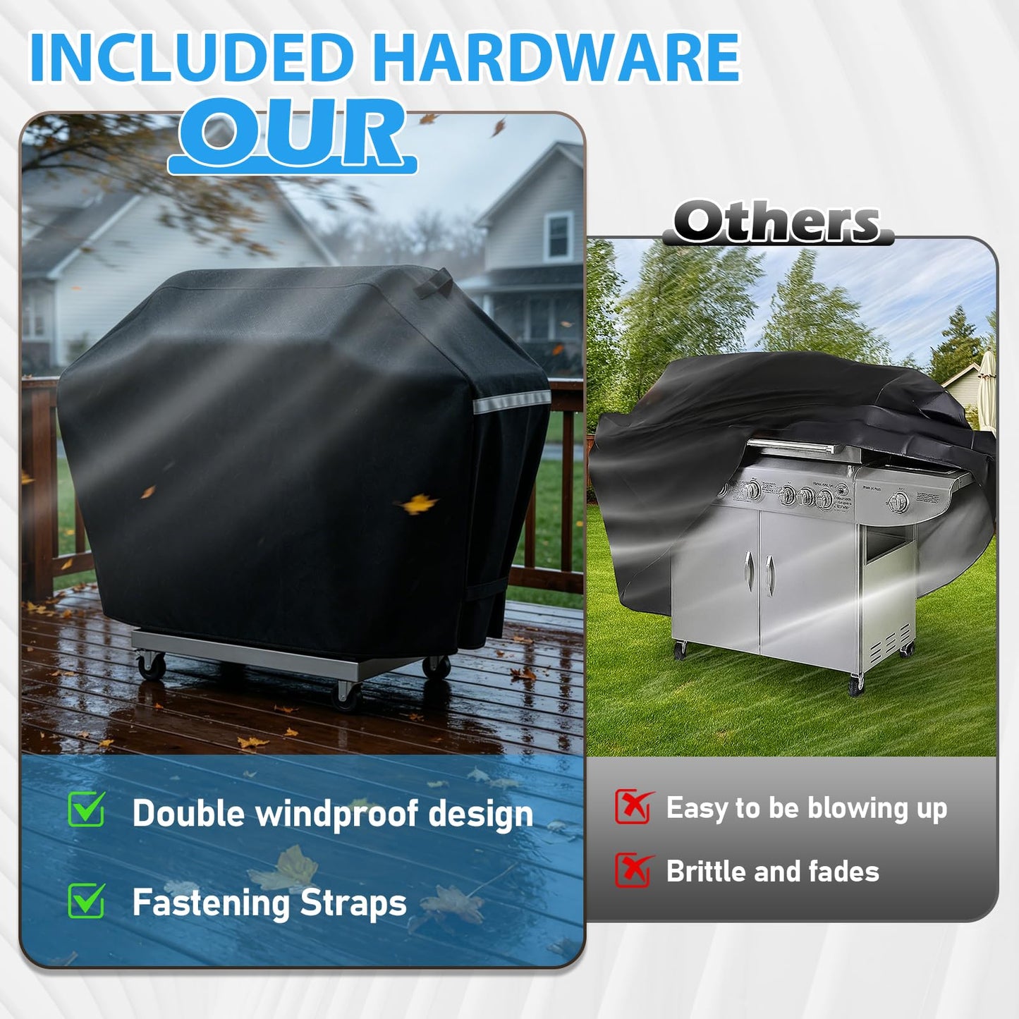 Utheer 60 Inch Grill Cover for Nexgrill 720-0830H 720-0888S 720-0888N 3, 4, 5 Burners Gas Grills, Dyna Glo DGF493PNP-D, for Weber Brinkmann CharBroil Jenn Air and More, Heavy Duty