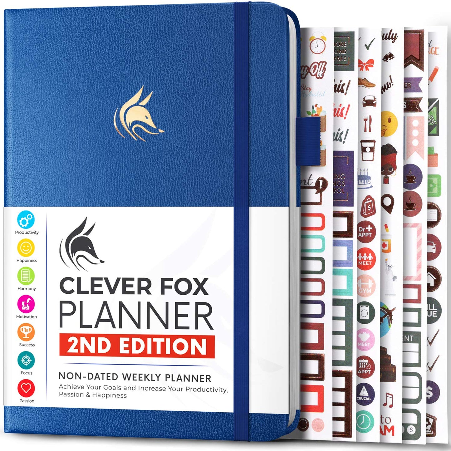 Clever Fox Planner 2nd Edition – Colorful Weekly & Monthly Goal Setting Planner, Habit Trackers, Time Management and Productivity Organizer, Gratitude Journal, Undated, A5, Lasts 1 Year – Mystic Blue