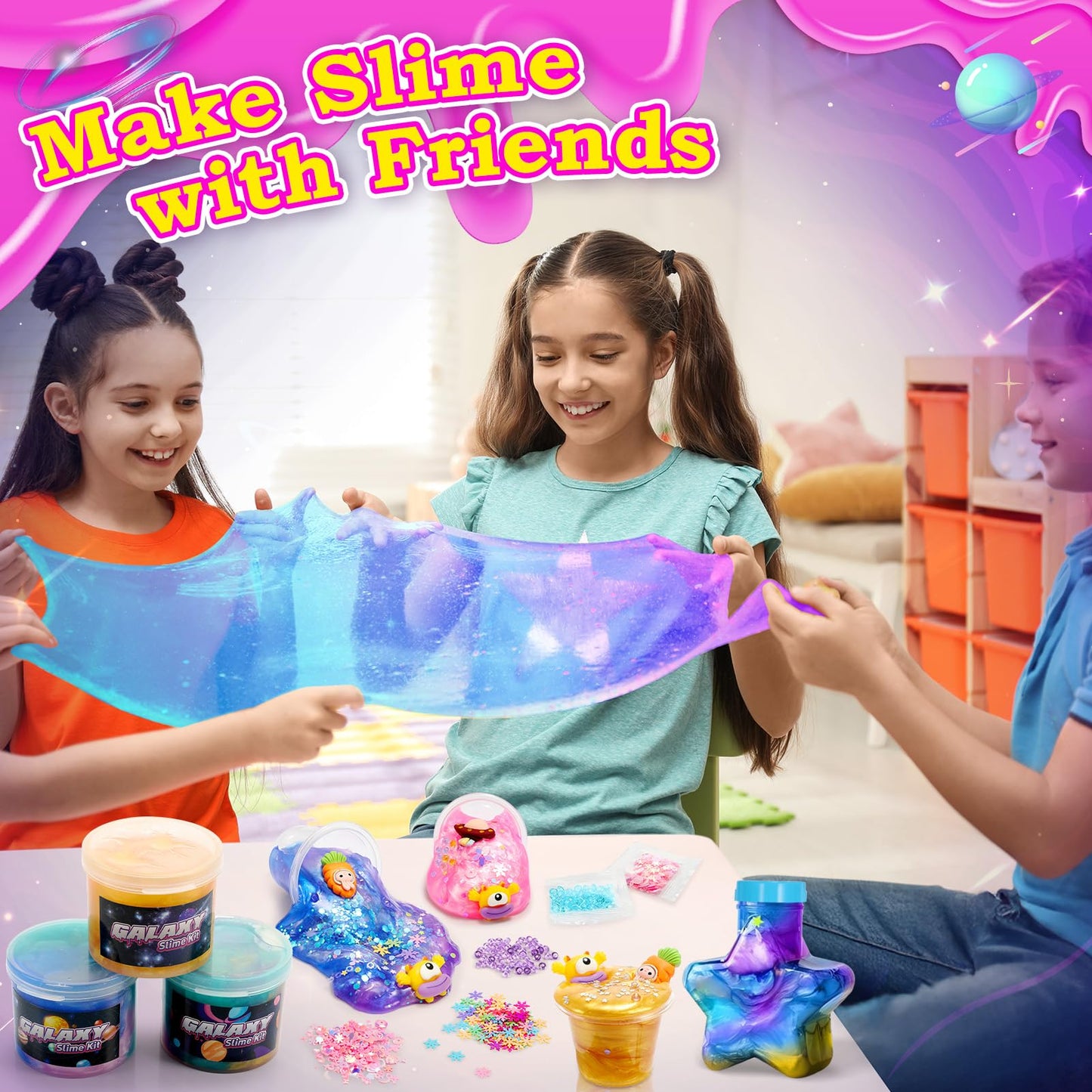 Slime Kit,decked Galaxy Slime Kit for Girls 6-12 Butter Glow Slime for Kids Age 6-10 Galaxy Slime for Kids DIY Toy for 6-8 Year Old Girls Easter Gifts for 6-12 Year Old Girl