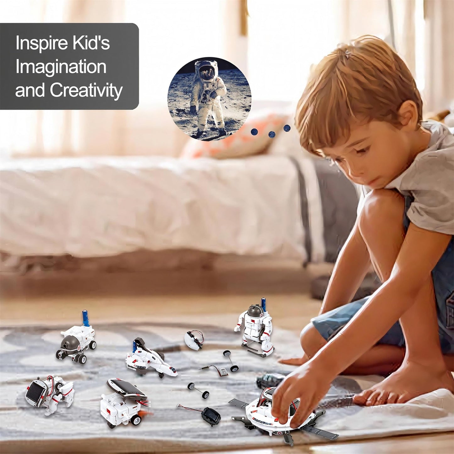 STEM Education Solar Robots Toys for Kids Age 8+, 6-in-1 DIY Space Toys Science Kit, 120 Pcs Building Experiment Robotics Set Birthday Gifts for Boys & Girls
