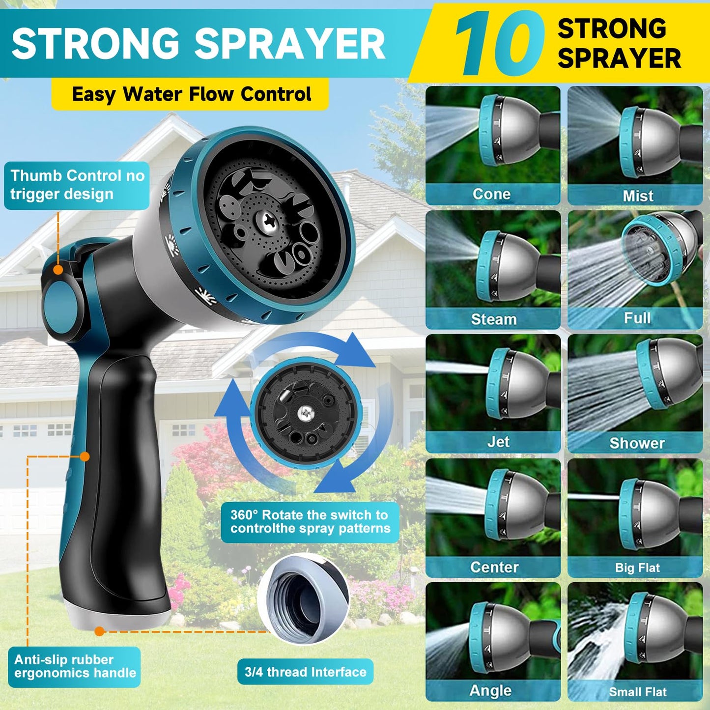 Expandable Garden Hose 100FT, Kink Free Flexible Water Hose with 10 Function Sprayer Nozzle Flexible Outdoor Yard Leak Proof, Lightweight Retractable Hose with Convenient Storage
