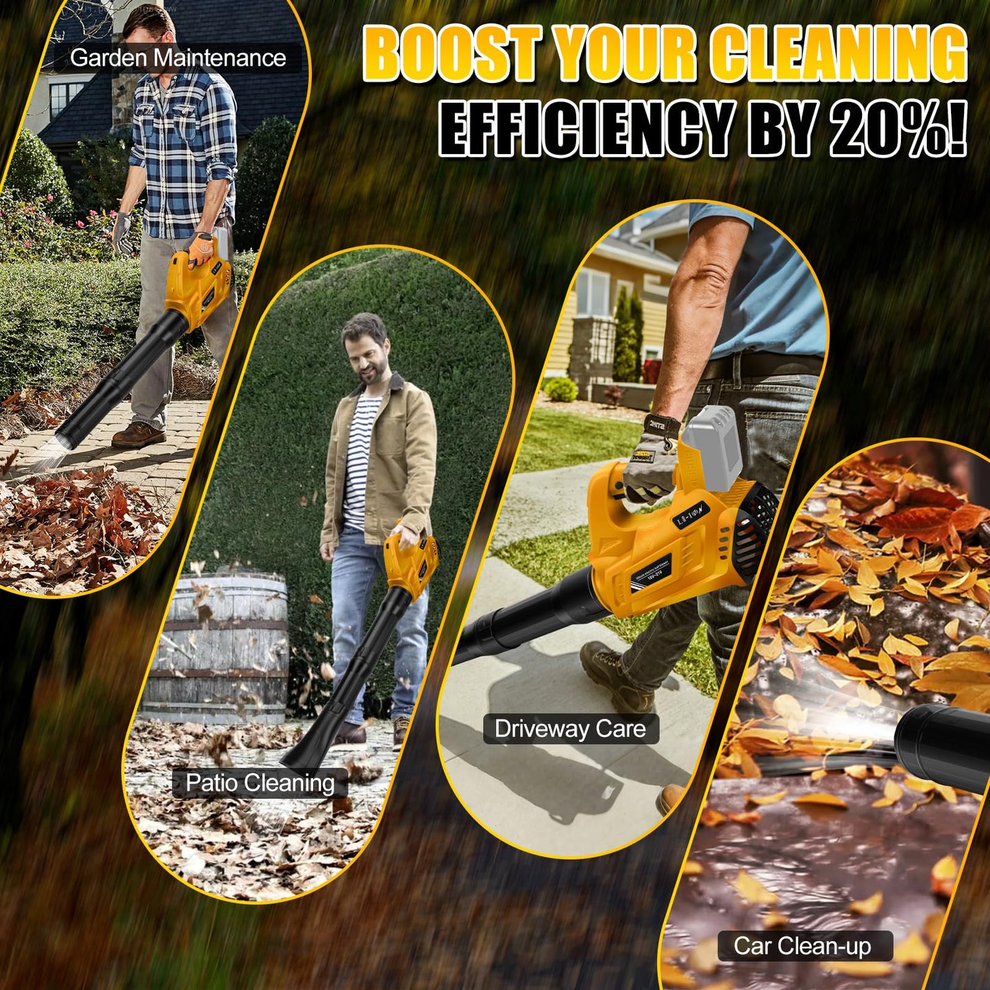 Cordless Leaf Blower for Dewalt 20V Max Battery (No Battery), Turbo Boost 160 MPH Handheld Electric Blower, Adjustable 6 Speeds, for Lawn Care, Yard and Snow Blowing