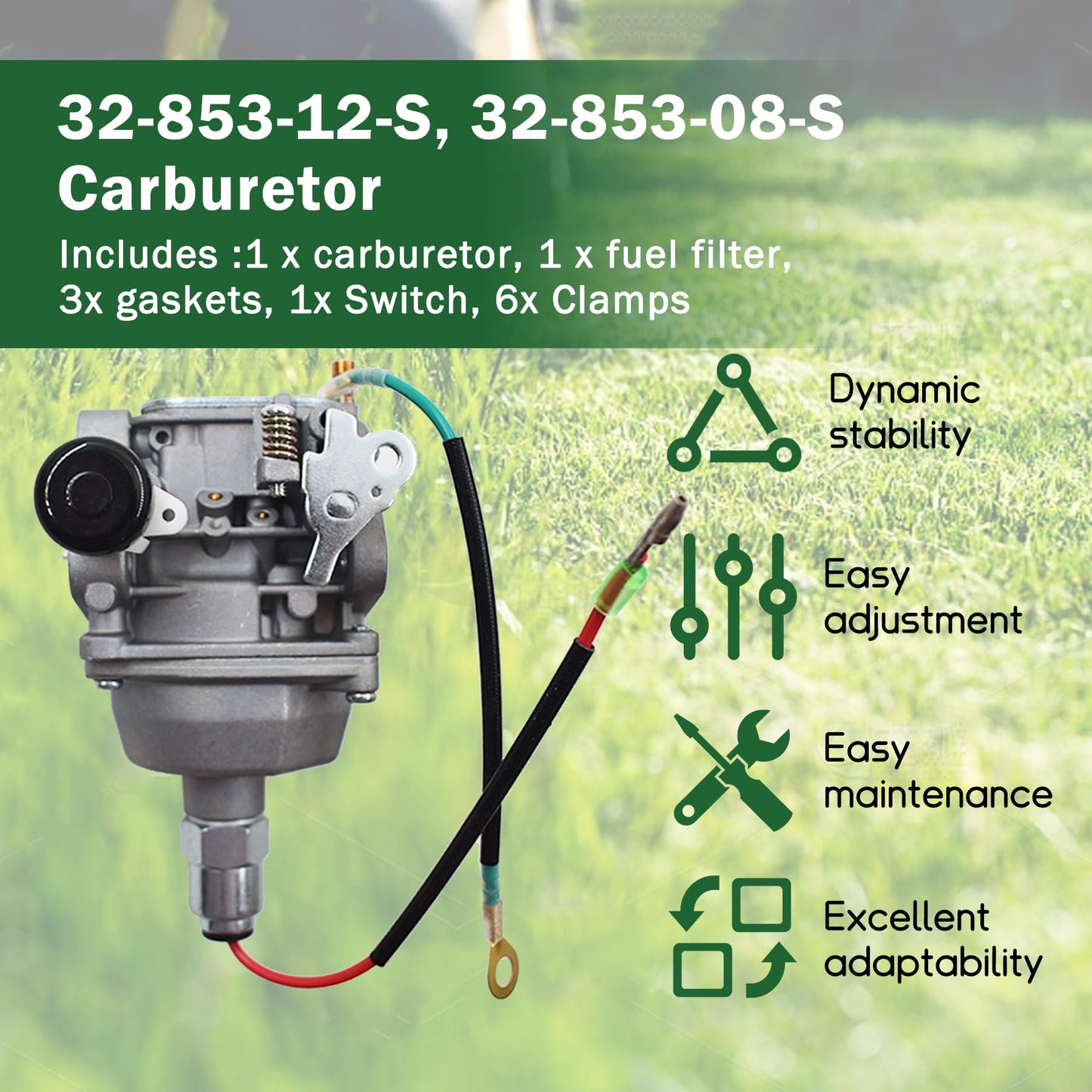 ALL-CARB Carburetor Carb Kit Replacement for Kohler Engine SV735 SV830 SV740 SV730 SV725 32 853 12-S, 32 853 08-S