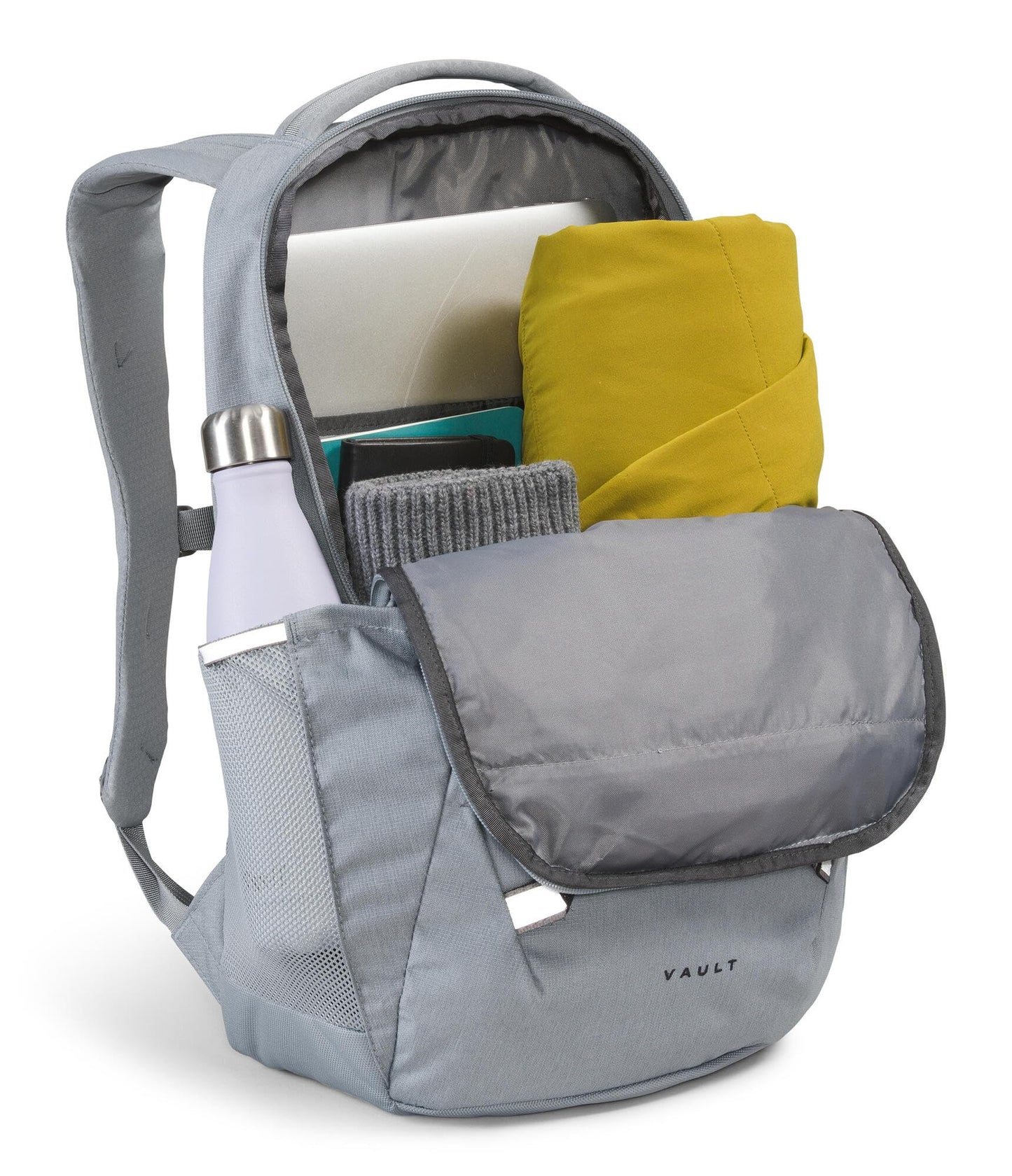 THE NORTH FACE Vault Everyday Laptop Backpack - Commuter Travel Bag, Water-Repellent, Spacious Main Compartment, Mid Grey Dark Heather/TNF Black-NPF, One Size