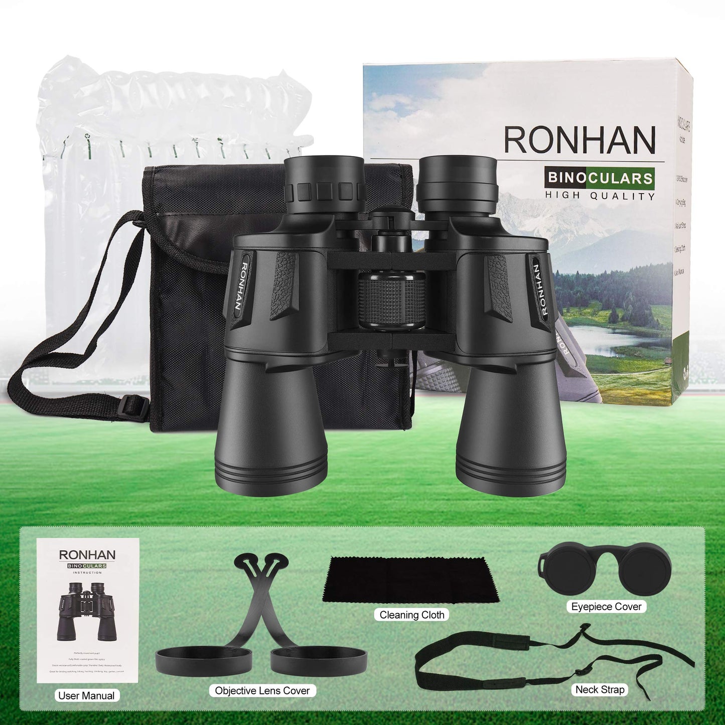 20x50 High Power Military Binoculars, Compact HD Professional/Daily Waterproof Binoculars Telescope for Adults Bird Watching Travel Hunting Football-BAK4 Prism FMC Lens-with Case and Strap (20X50)