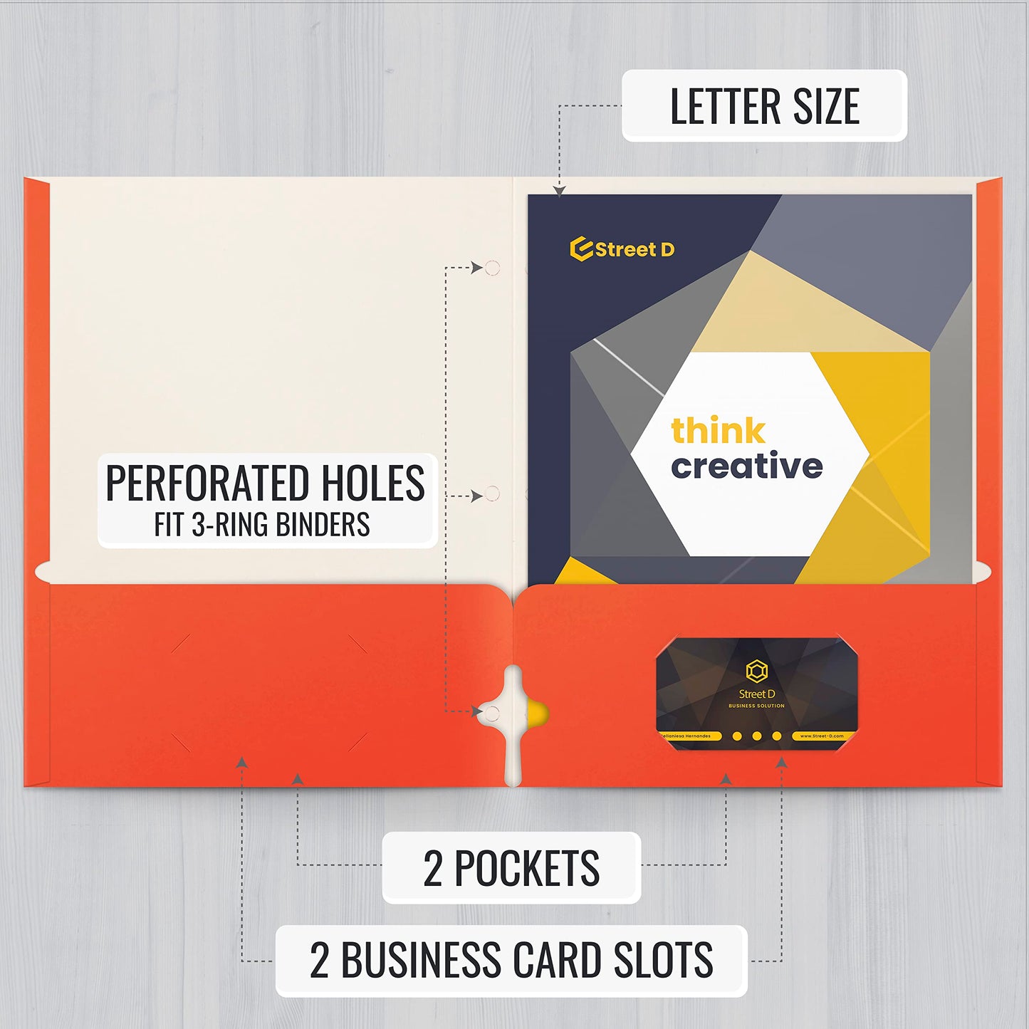 Better Office Products Two Pocket Portfolio Folders, 50-Pack, Orange, Letter Size Paper Folders, 50 Pieces, Orange