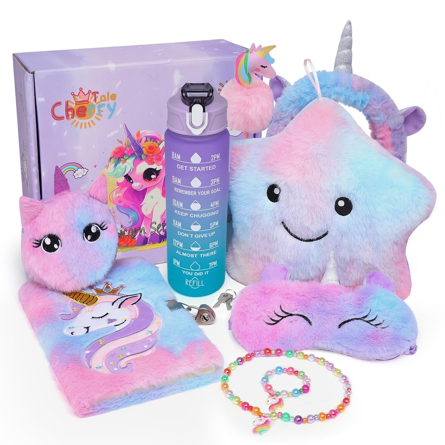 Cherry Tale Unicorn Gifts for Girls Age 6-8, Kids Unicorn Toys Set with Light Up Star Pillow Diary Headband Eye Mask Christmas Birthday Gifts for Girls Age 4 5 6 7 8 9 10