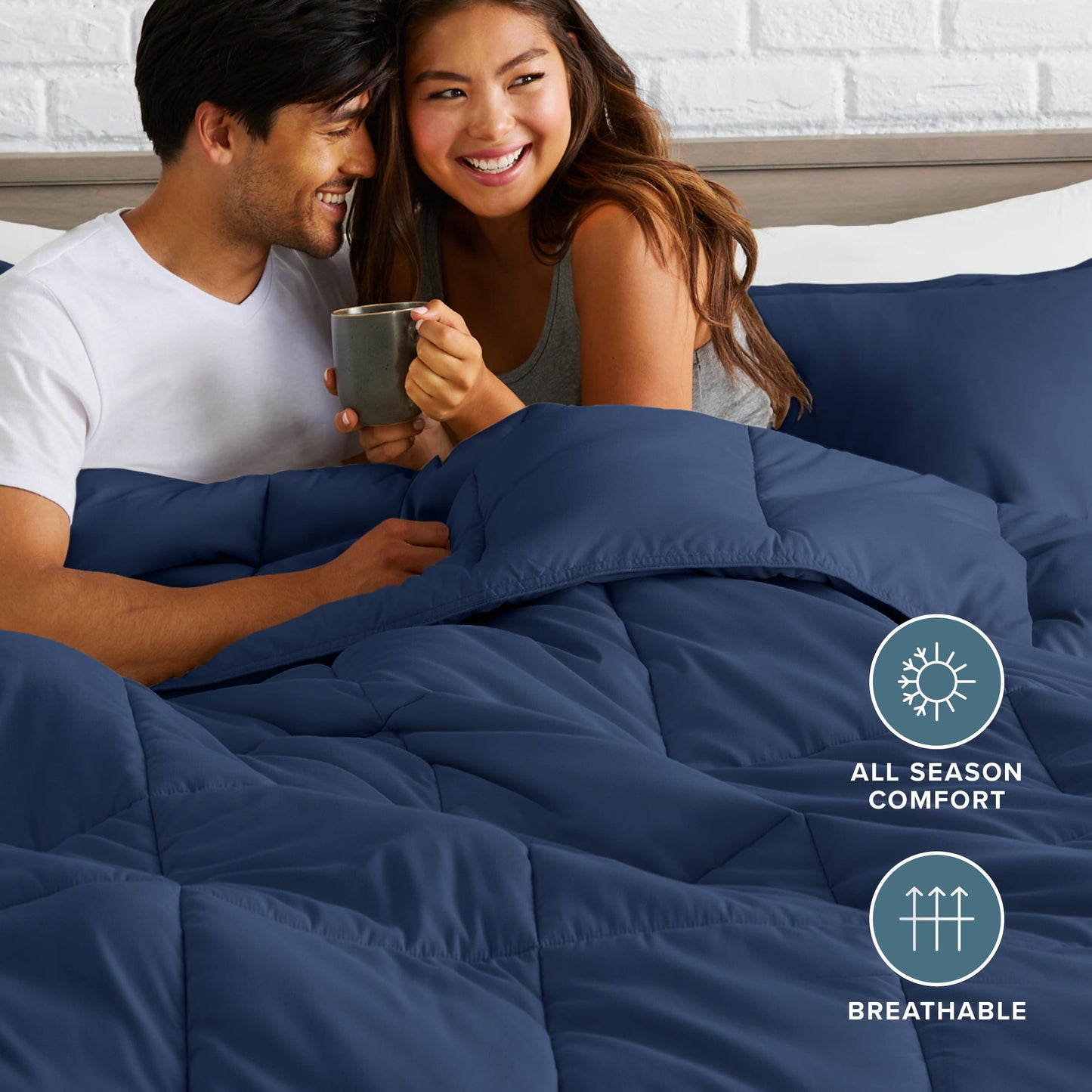 Bare Home Comforter Set - Full Size - Ultra-Soft - Premium 1800 Series - All Season Warmth (Full, Dark Blue)