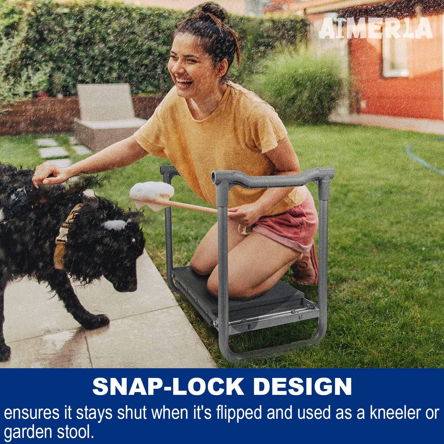 Aimerla Foldable Garden Kneeler Seat Heavy Duty [Upgraded Widened Thick Kneeling Pad] Durable Garden Stool with Large Garden Tool Bags with Pockets - Portable Garden Bench Gardening Gifts for Parents