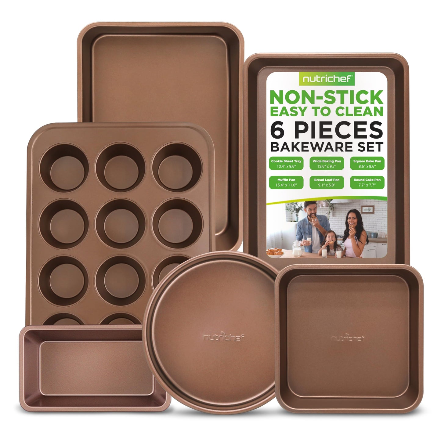 Nutrichef Bakeware Set, Non-Stick Kitchen Oven Baking Pans - Carbon Steel Baking Trays for all Your Cooking and Baking Needs