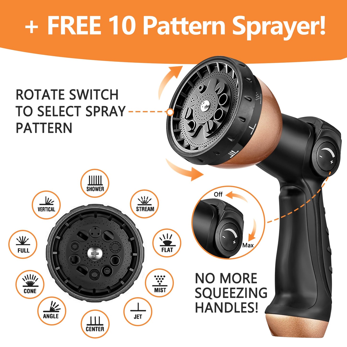 100 Foot Garden Hose – 2026 Upgarded Expandable Garden Hose w/10 Pattern Spray Nozzle, 650psi Brass 3/4” Fittings – Lightweight, Durable, Kink-Free, Retractable Water Hoses for Gardening(Black Gold)