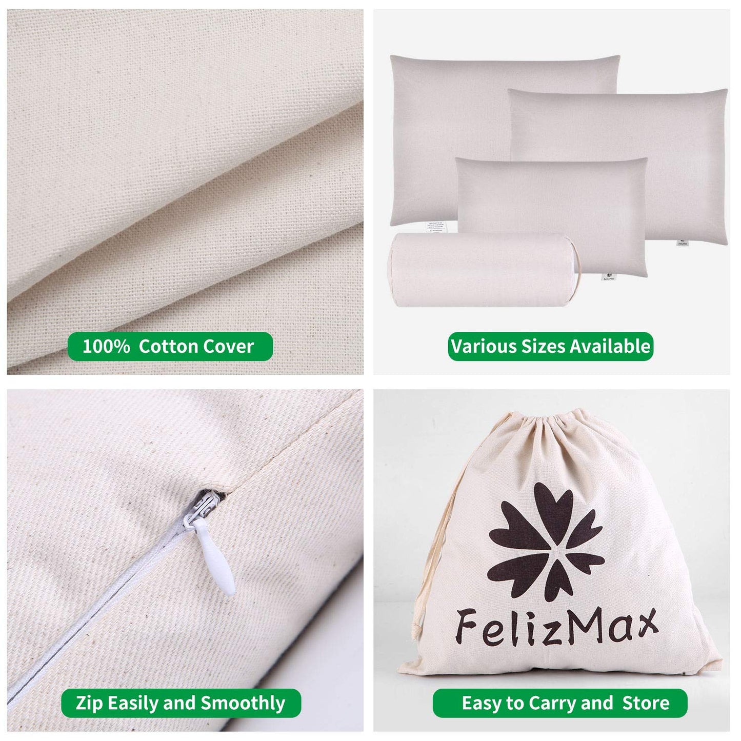 Organic Buckwheat Pillow for Sleeping, 100% Natural Premium buckwheat Hulls, Organic Cotton Cover with for Cool Sleep, Neck Support for Back and Side Sleepers, Buckwheat Pillow Refill - Large/Small (Big Size (26" x 20"))