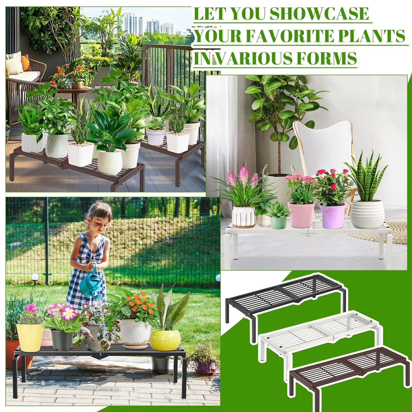 1 Tier Metal Plant Stand Indoor Outdoor, Potted Multiple Flower Pot Holder Rack Plant Shelf, Heavy Duty Planter Display Shelving for Patio Balcony Garden Living Room Decorative (1 Tier-black)
