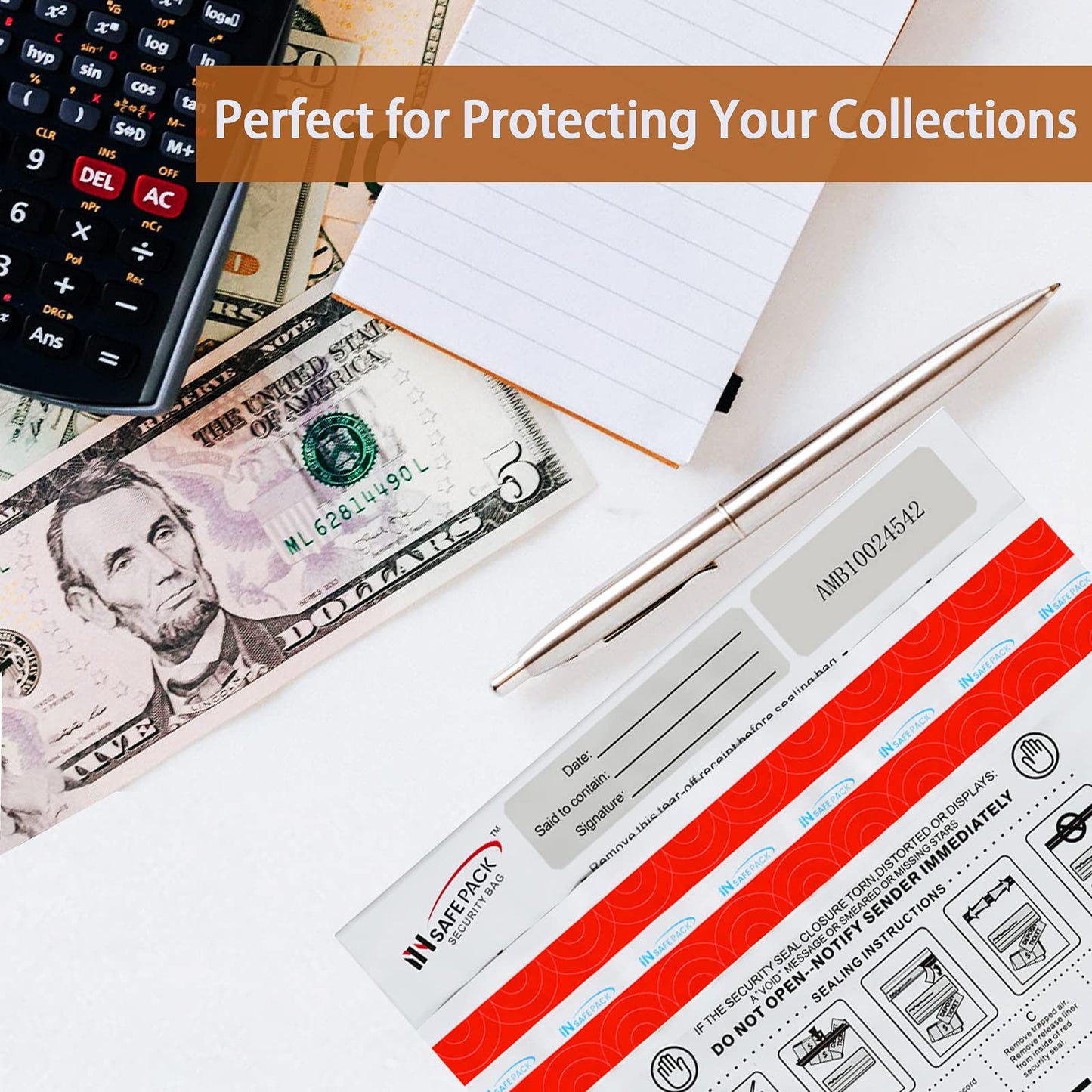 INSAFEPACK 100PCS 12"x16" Bank Deposit Bags - 100% Recyclable Tamper Evident Bags - Self Adhesion Security Bank Pocket