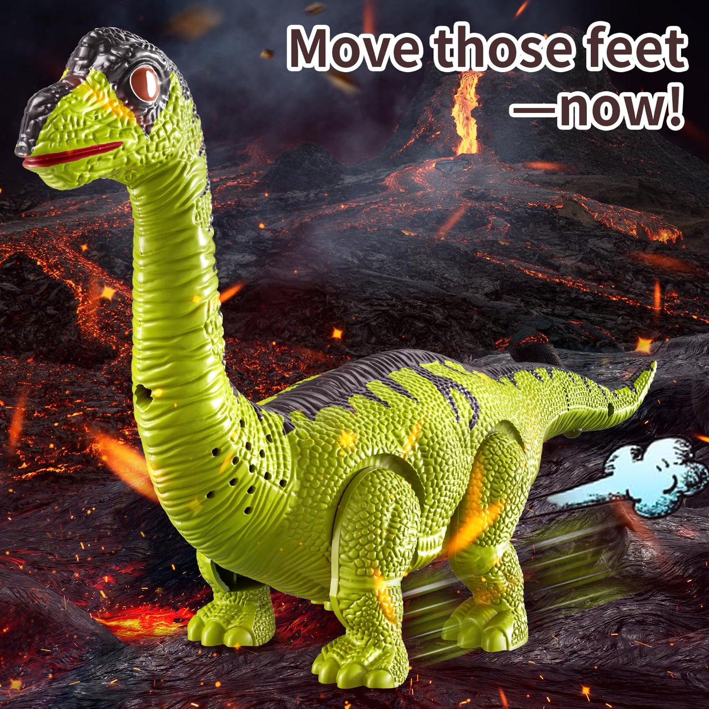 BLmukce 3-Pack Electronic Walking Dinosaur Toys for Toddlers 2-4, Moving Dinosaurs Toys with Lights, Roaring Sounds, T-Rex, Brachiosaurus & Stegosaurus, Xmas Birthday Gift for 2 3 4 5 6 Years Old Boys