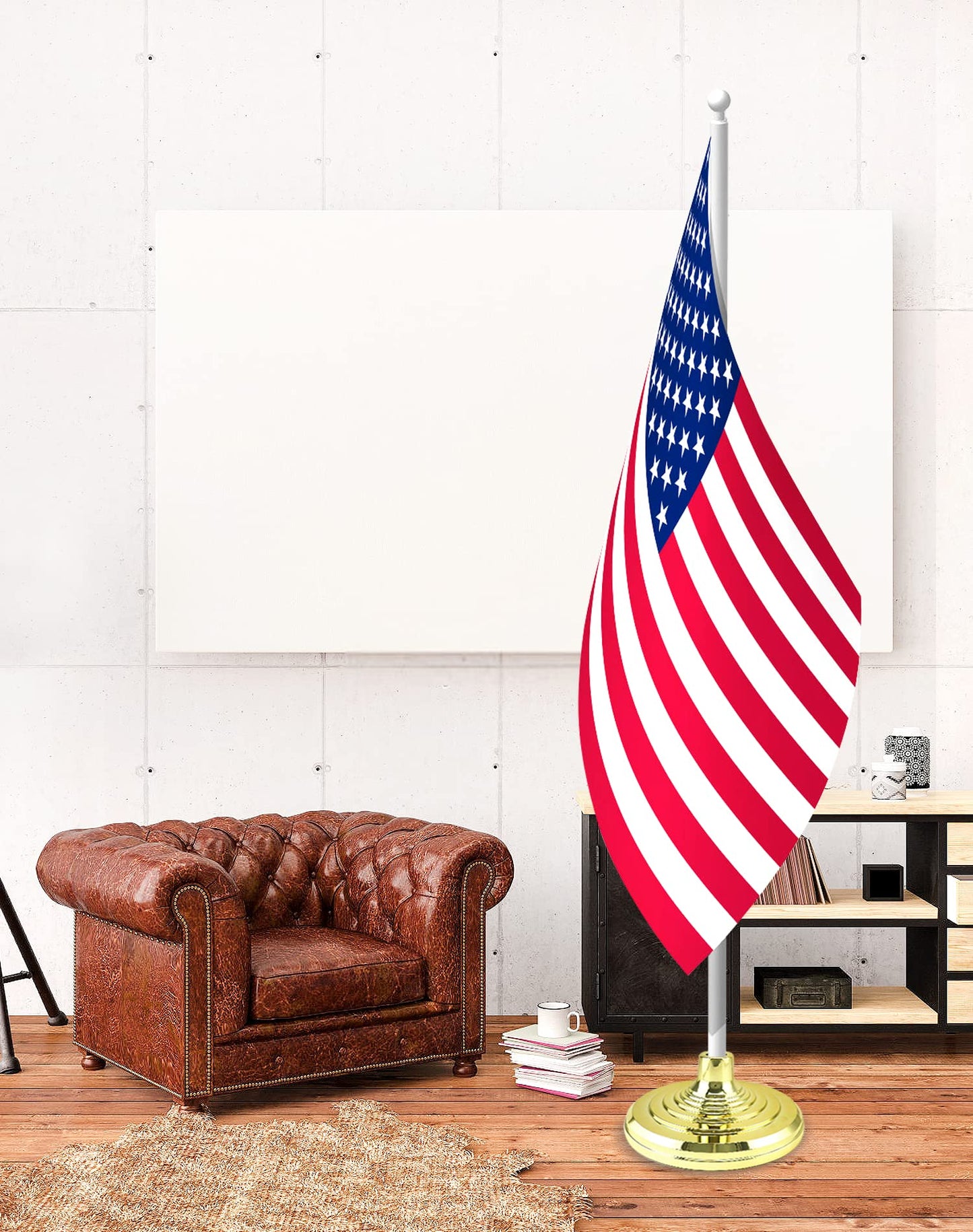QWORK Base Stand for Flag, Flag Stand for Indoor & Outdoor Use, Floor Base Stand, Compatible with 1.3 Inch and 1.1 Inch Diameter Flag Pole - Gold