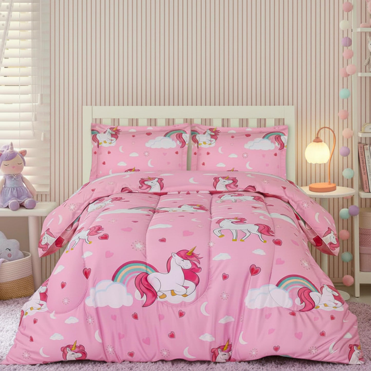 Utopia Bedding All Season Unicorn Comforter Set with 2 Pillow Cases, 3 Piece Soft Brushed Microfiber Kids Bedding Set for Boys/Girls, Machine Washable (Twin)