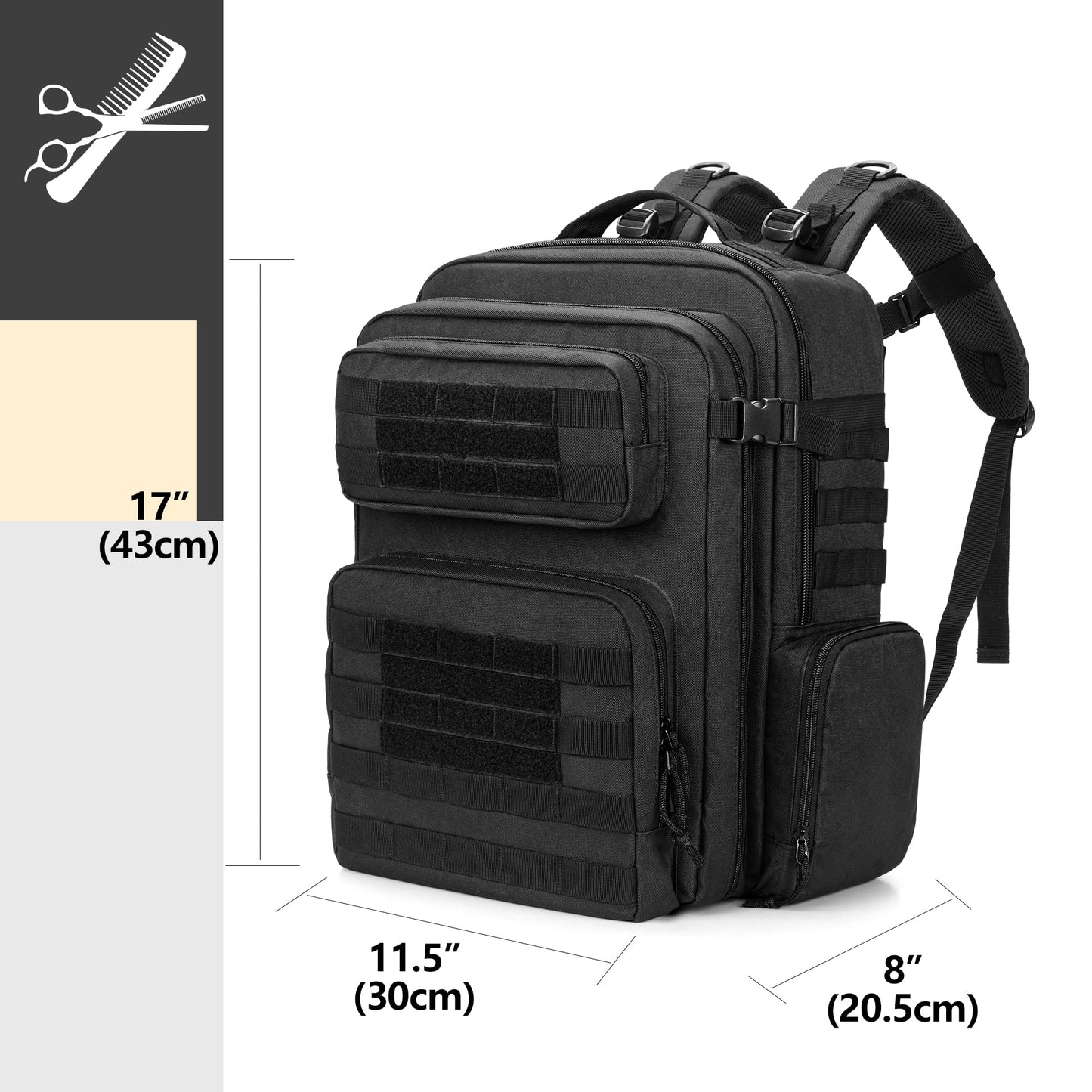 BAFASO Barber Backpack, Travel Barber Bag Holds Barber Styling Tools (Bag Only), Black