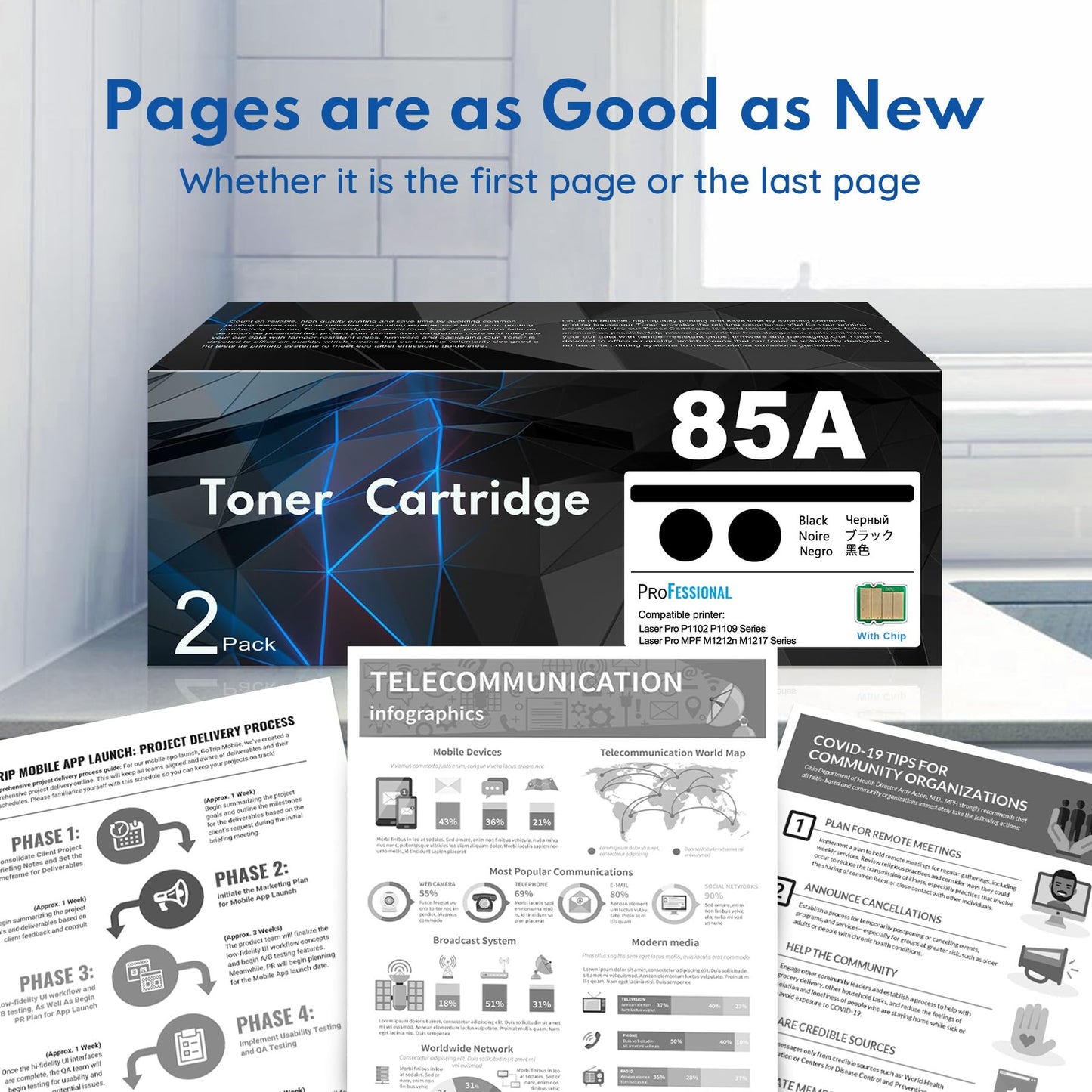 (with chip) 85A Toner Cartridge 2 Pack Black CE285D High Yield Replacement for HP 85A CE285A Toner Cartridge Laser Pro P1102 P1102w P1109w M1212nf M1217nfw Printer Ink