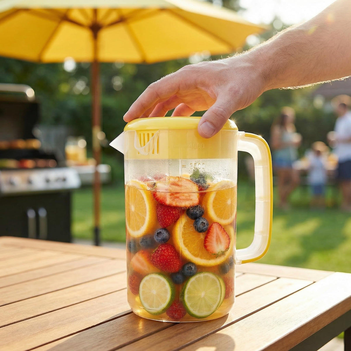 Jucoan 2 Pack 1 Gallon/4L Plastic Straining Pitcher, Large Water Carafe Drink Pitcher Jug Clear Ice Tea Maker Beverage Pitcher Perfect for Ice Tea, Lemonade