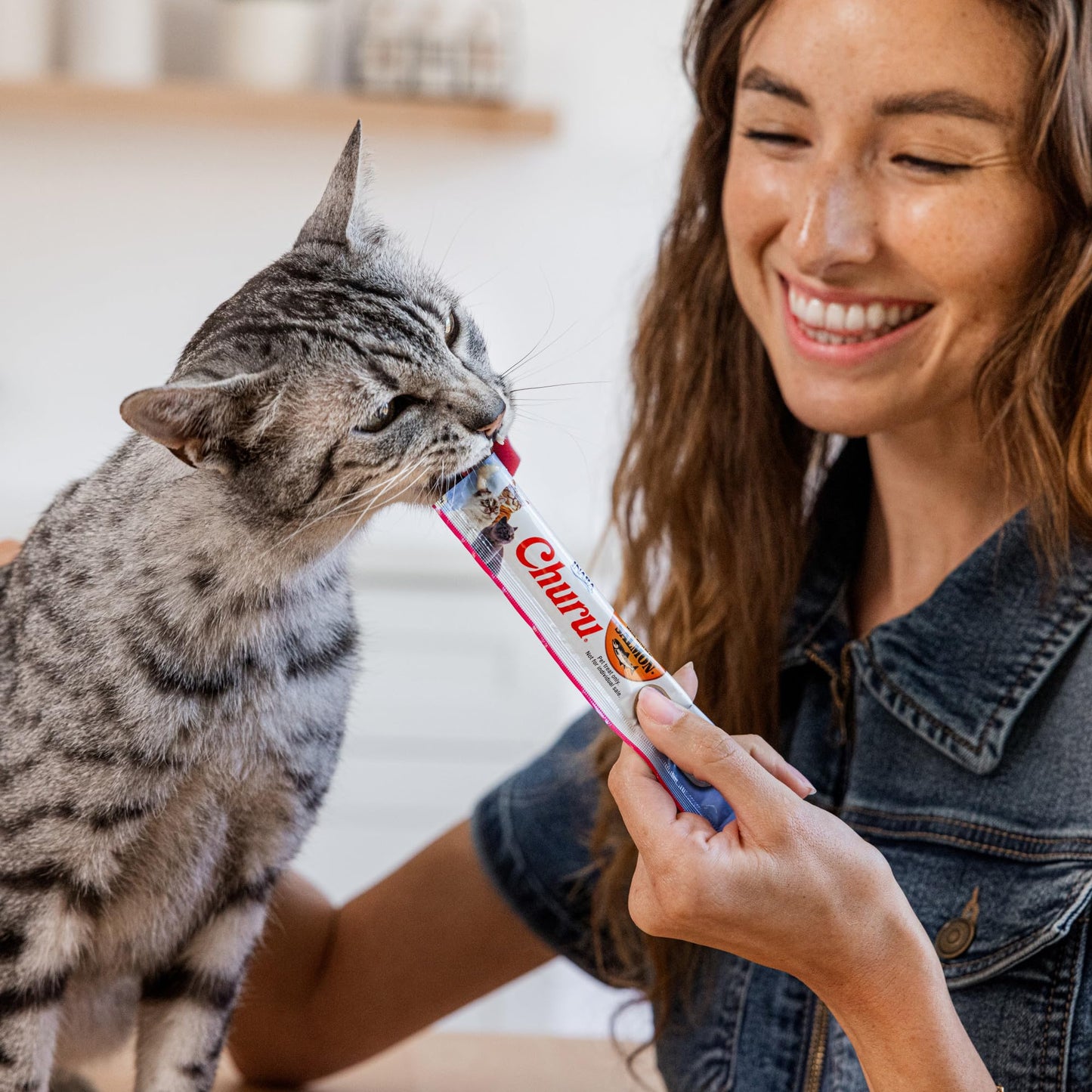INABA Salmon Churu Cat Treats, Lickable, Squeezable Creamy Purée Cat Treat with Green Tea Extract & Taurine, 14 Grams Each Tube, 60 Tubes, Salmon Variety Box