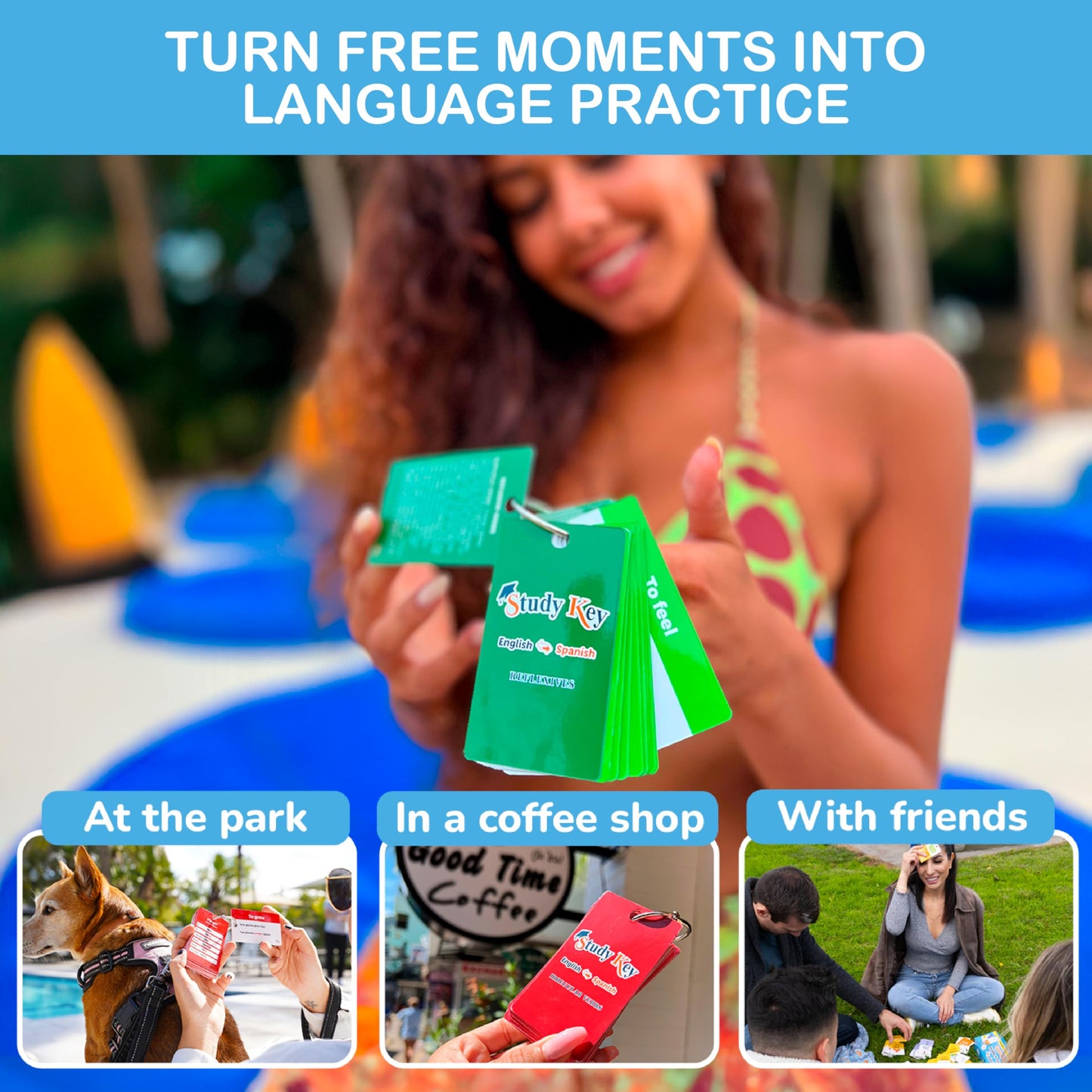 500+ English-Spanish Flash Cards for Adults and Kids 15+, Verb Conjugation, Nouns, Adjectives, and Phrases to Learn Spanish for Adult Beginners