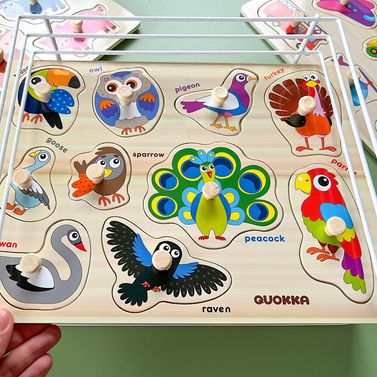 QUOKKA Wooden Puzzles for Toddlers 1-3 - 6 Alphabet Toddler Puzzles 3-5 Years Old - Gift ABC Learning Toys for Boys and Girls - Wood Pegged Games Kids 2-3