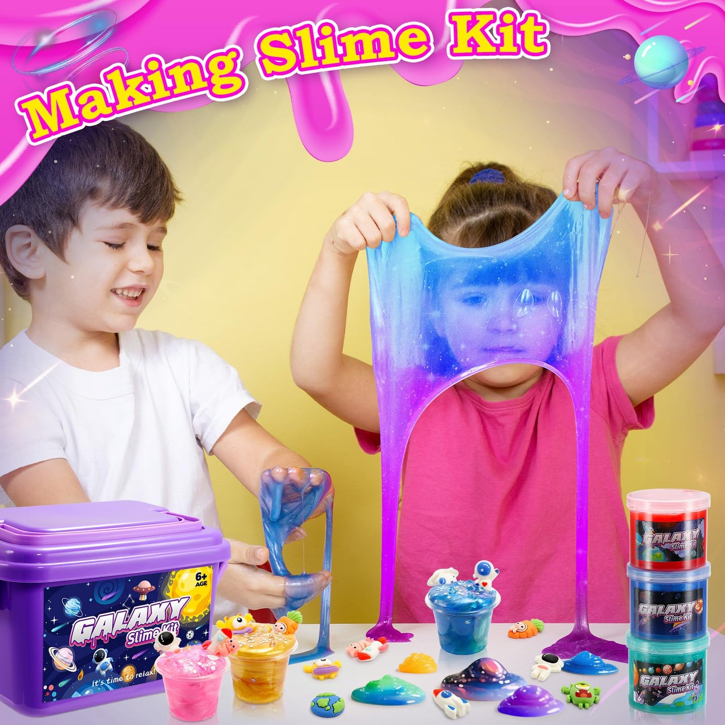 Slime Kit,decked Galaxy Slime Kit for Girls 6-12 Butter Glow Slime for Kids Age 6-10 Galaxy Slime for Kids DIY Toy for 6-8 Year Old Girls Easter Gifts for 6-12 Year Old Girl