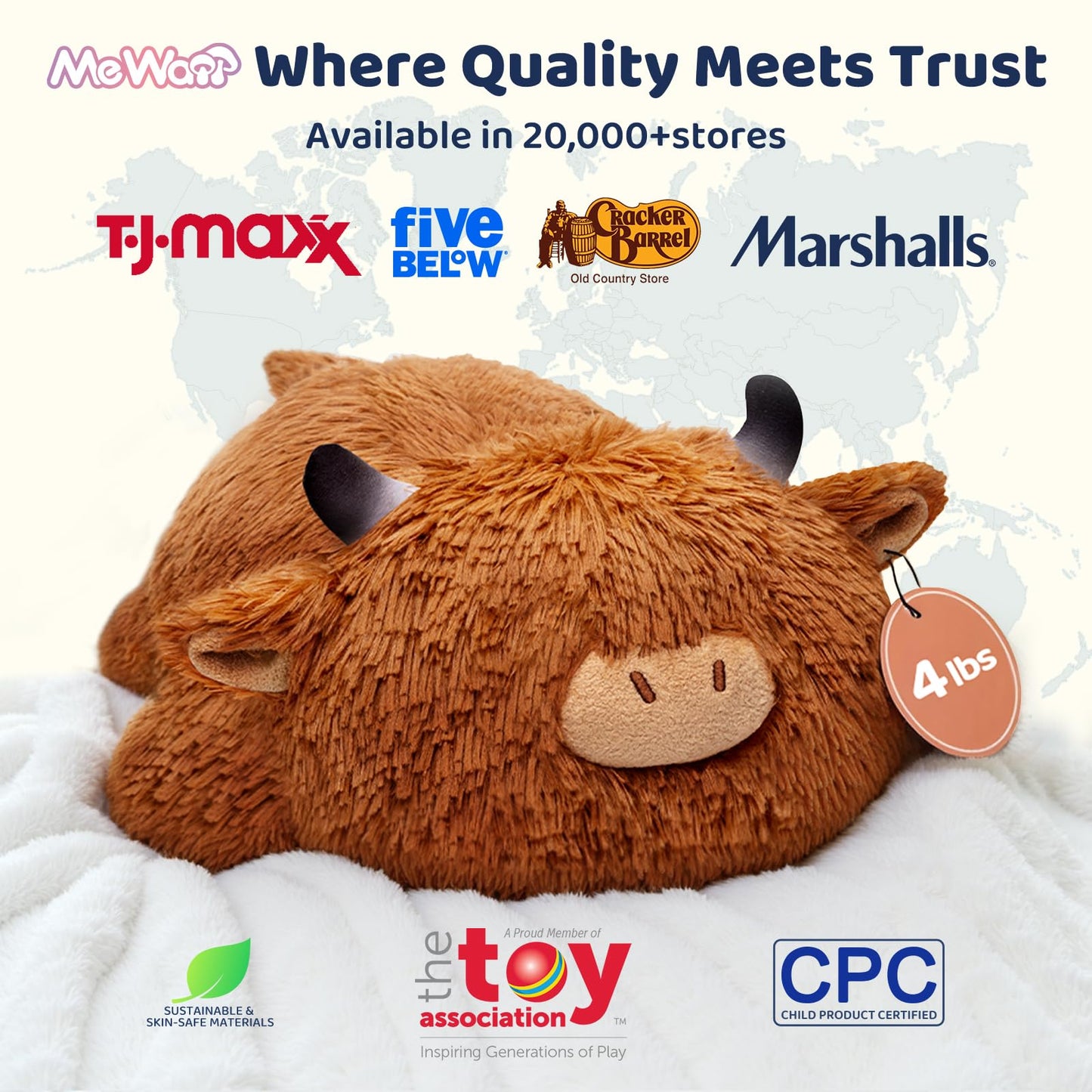 4 Lbs Weighted Stuffed Animals - Heavy Belly & Limbs, 23" Highland Cow Plush for a Realistic Hug, Super Soft Fluffy Plush Toy for Kids and Adults