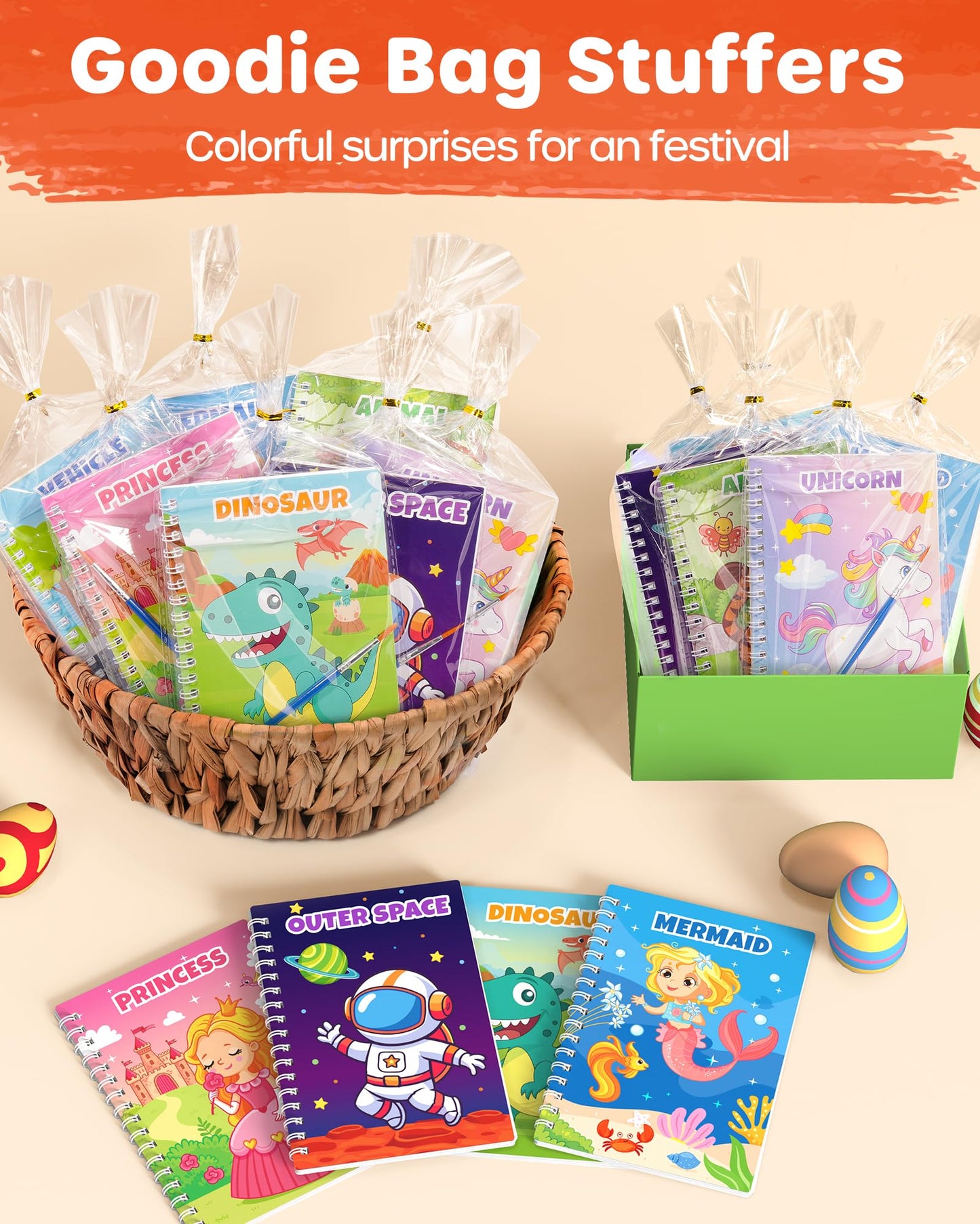 D-FantiX 24 Pack Paint with Water Coloring Books for Kids Ages 4-8-12, Birthday Party Favors Bulk Gifts Goodie Bag Stuffers, Arts and Crafts Classroom Prizes Rewards, Children Easter Basket Stuffers