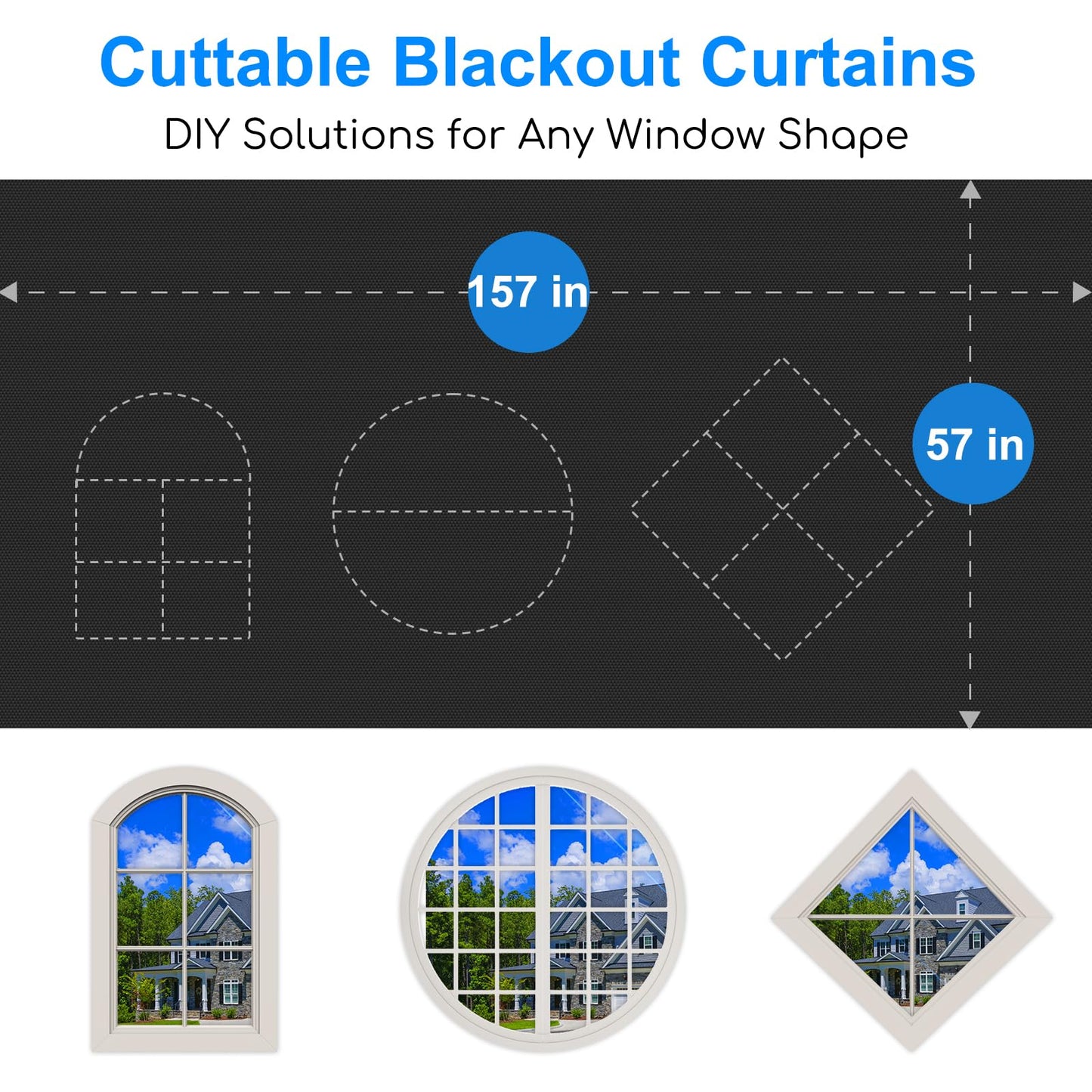 Blackout Curtains for Bedroom - 400x145 cm Portable Blackout Blinds Curtain for Any Windows -100% Blackout Shades Window Film -Temporary Blackout Shades for Baby Nursery,Dorm Room,Travel or Office Use