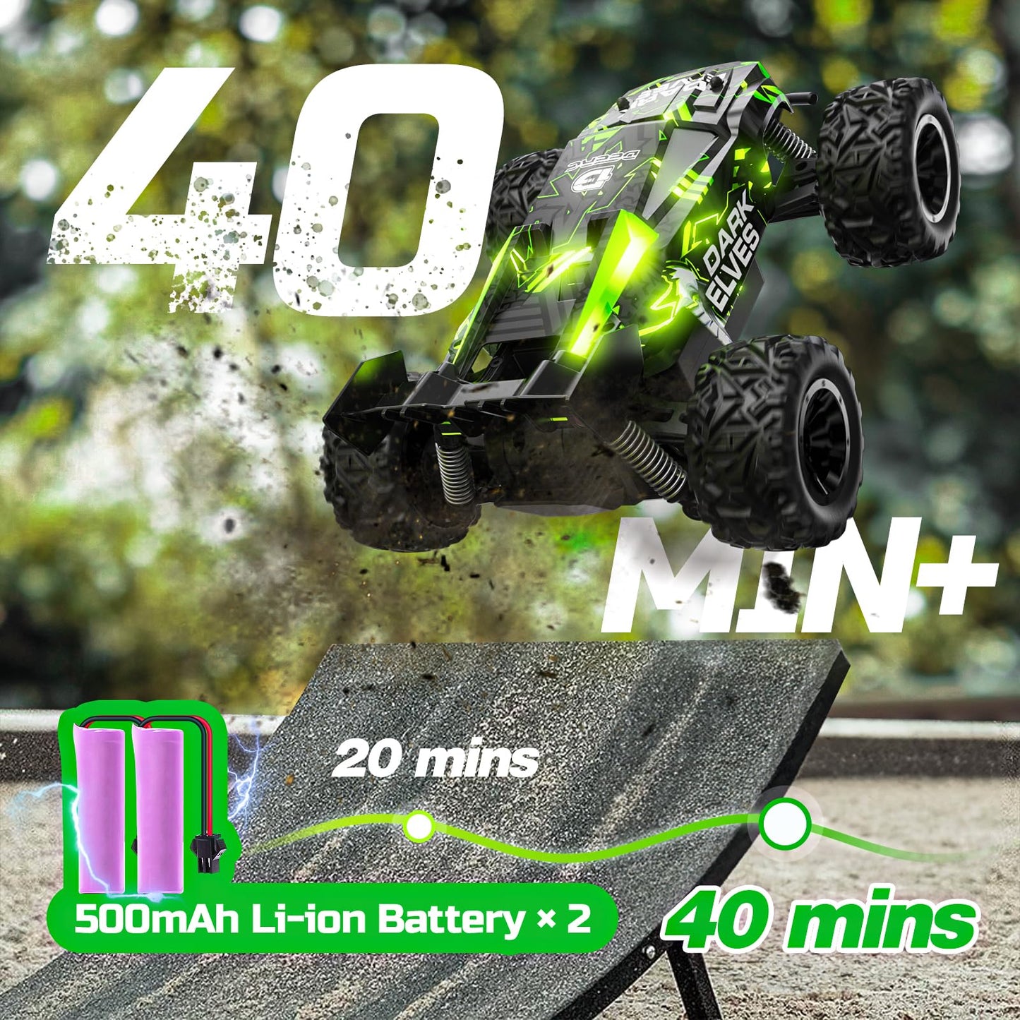 DEERC RC Car W/LED Car Shell, 2.4GHz Remote Control Cars, All Terrain RC Truck W/ 2 Rechargeable Batteries, 40 mins Playtime, Rock Crawler, Monster Truck Gift Toys for Beginners Kids Boys Adults