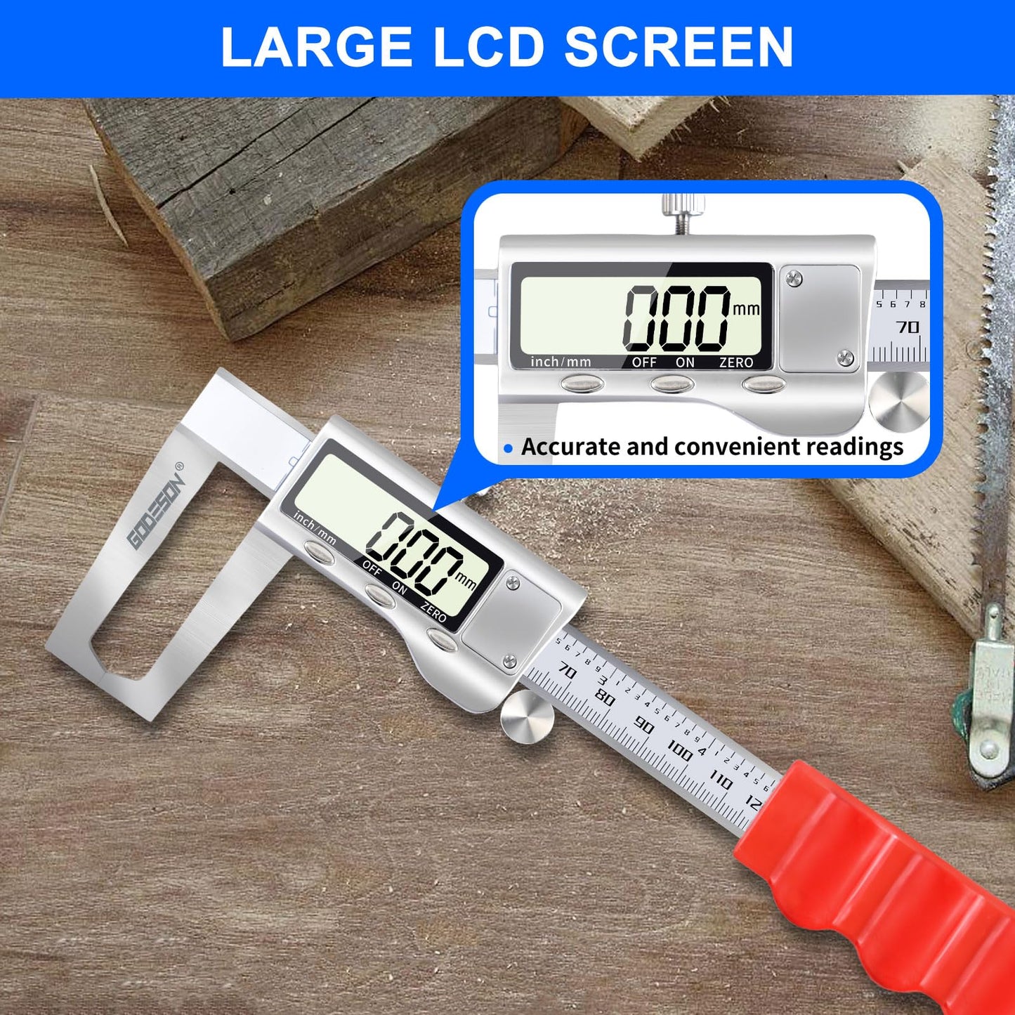 GODESON Disc Brake Rotor Micrometer,Digital Caliper Measuring Tool for Disc Brake-6 Inch/150mm,Brake Measuring Tool wtih Caliper- Inch/Metric Conversion, Brake Caliper with Stainless Steel