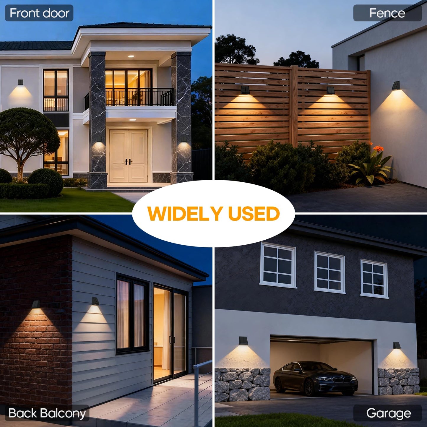 Soiarllt 2 Pack Solar Wall Sconces Outdoor, Solar Lights Outdoor for Deck Patio Fence Garage Door Dawn Lighting Wall Sconce IP65 Waterproof