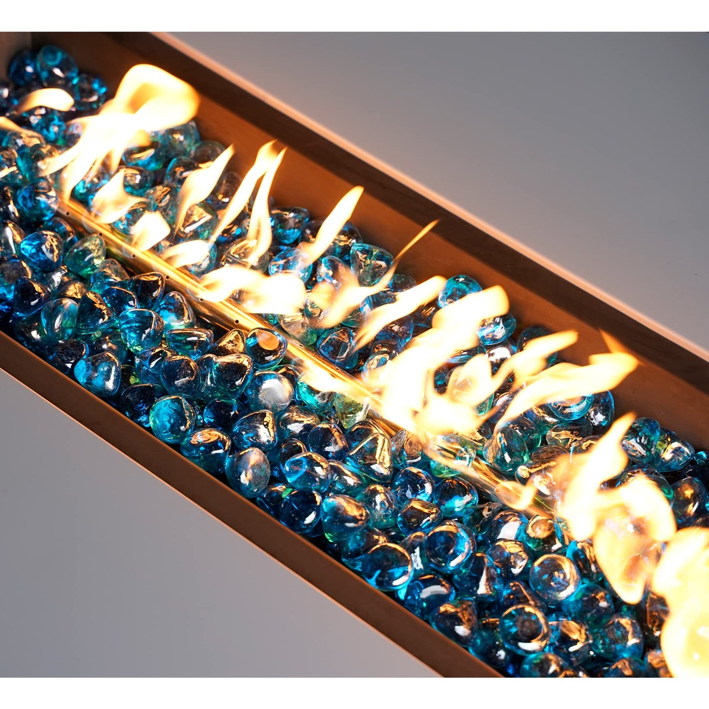 Onlyfire Reflective Fire Glass Diamonds for Natural or Propane Fire Pit, Fireplace, or Gas Log Sets, 10-Pound, 1/2-Inch, Caribbean Blue Luster