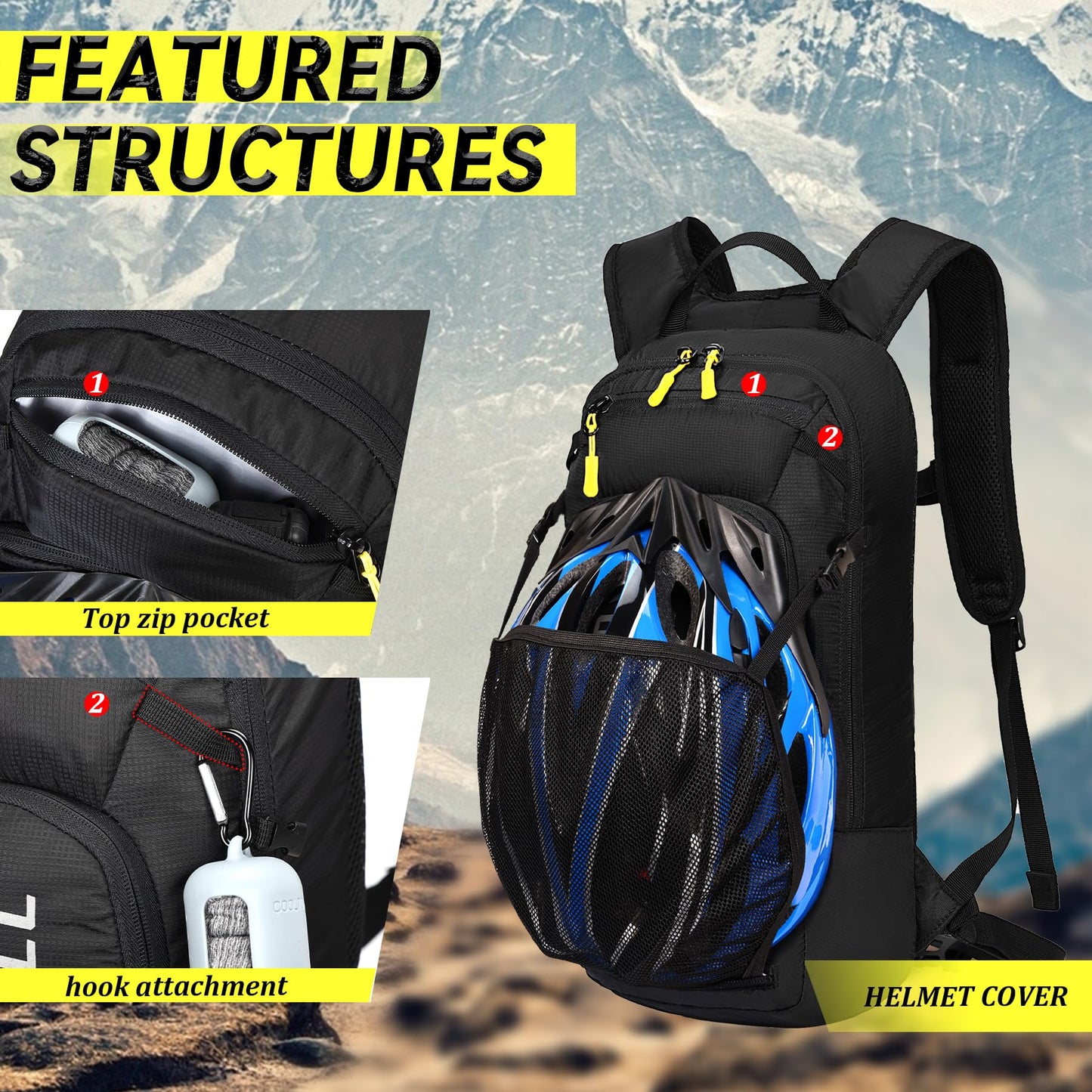 ONETOALL Hydration Backpack with 2L Water Bladder, Water Backpacks for Men Women, Lightweight Hiking Daypack