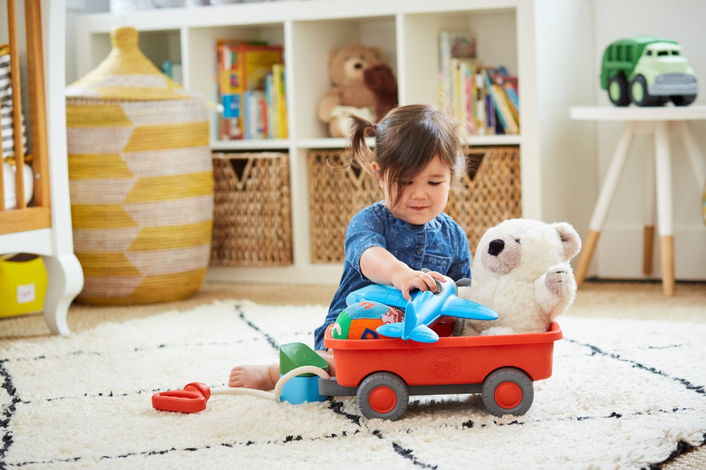Green Toys Wagon, Orange – Kids’ Pull Toy Wagon for Toddlers, 100% Recycled Plastic, BPA-Free, Durable, Indoor/Outdoor Use, Dishwasher-Safe, Eco-Friendly Pretend Play Toy