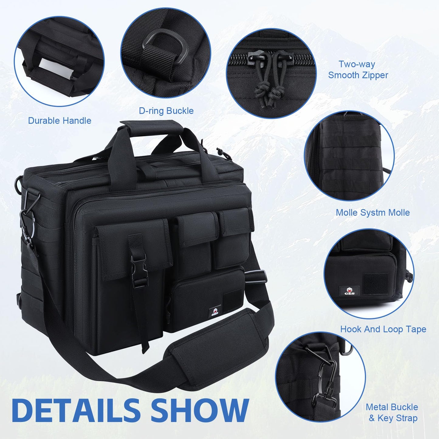 GES Multifunction Mens Outdoor Tactical Nylon Shoulder Laptop Messenger Bag