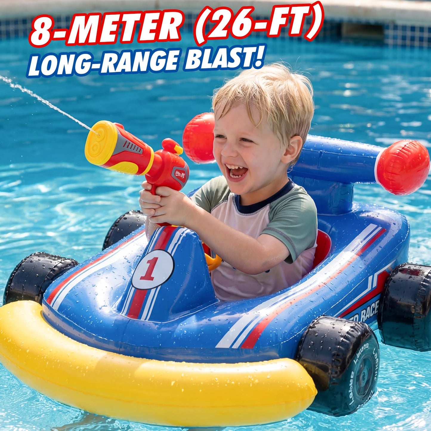Lehoo Castle Inflatable Pool Floats Toys for Kids with Water Gun - Ride-on Swimming Pool Floaties for Kids Ages 3-8, Toddler Pool Float Outdoor Summer Beach Water Toys for Boys and Girls